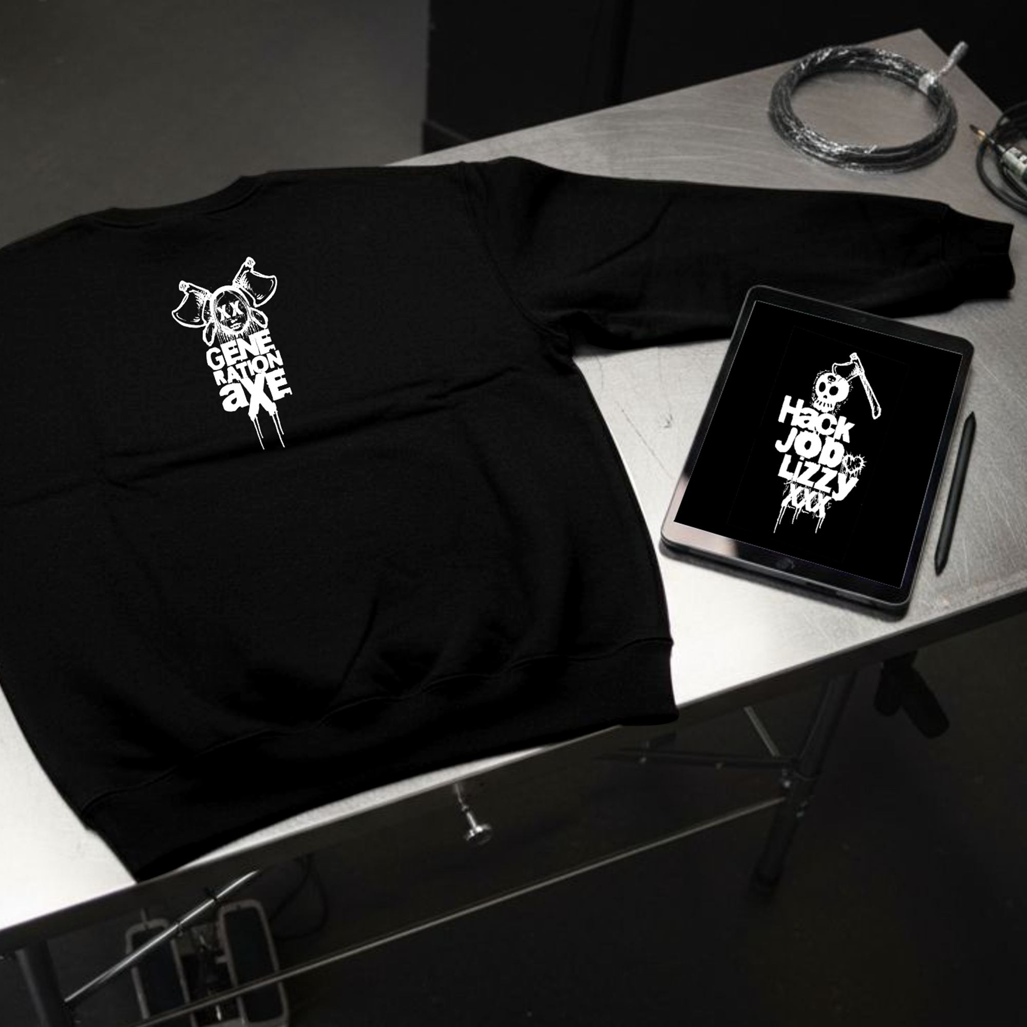 Unisex EcoSmart® Crewneck Sweatshirt | Hack Job Lizzy | Generation Axe | Punk Goth Grunge Pullover product thumbnail image Unisex EcoSmart® Crewneck Sweatshirt | Hack Job Lizzy | Generation Axe | Punk Goth Grunge Pullover product thumbnail image