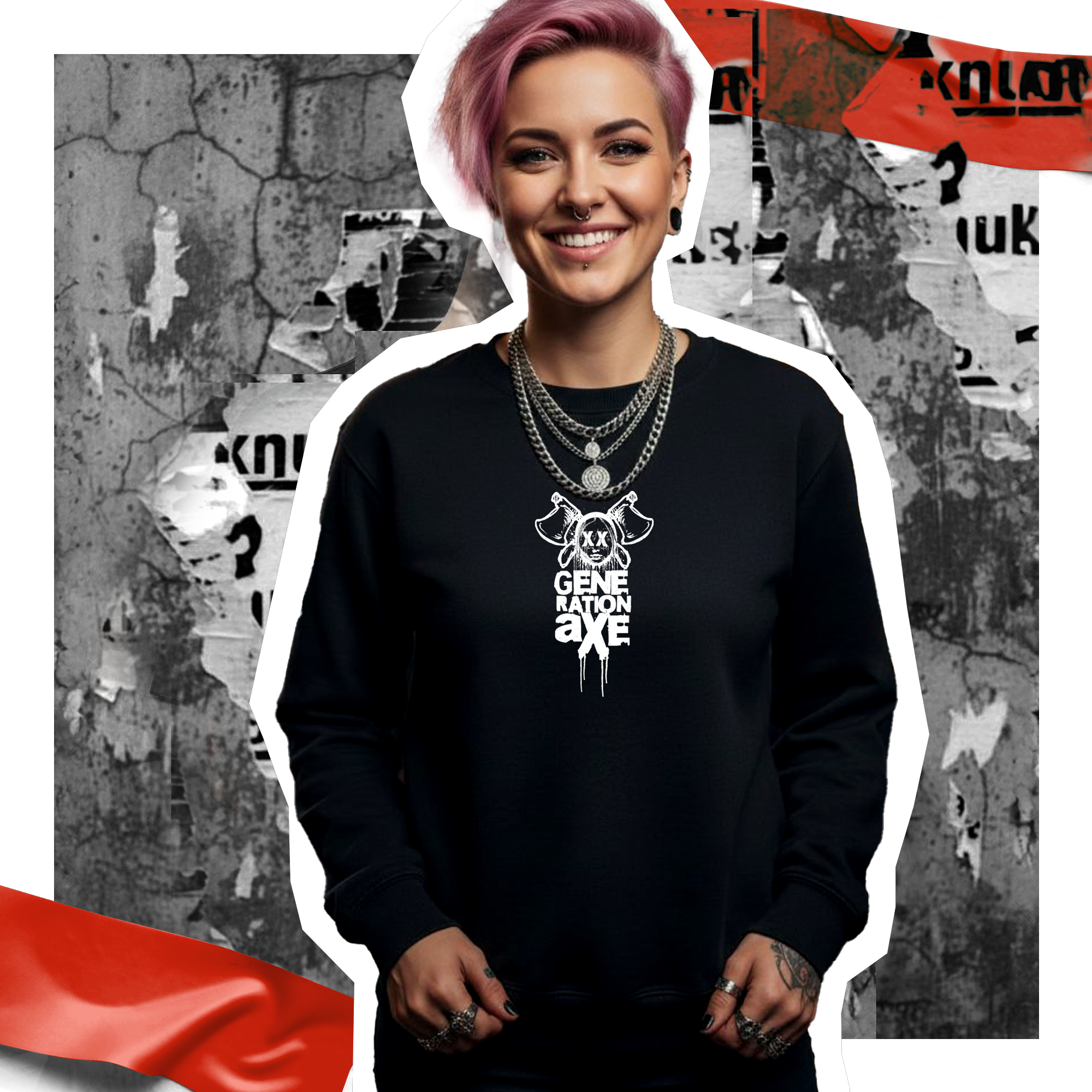 Unisex EcoSmart® Crewneck Sweatshirt | Hack Job Lizzy | Generation Axe | Punk Goth Grunge Pullover