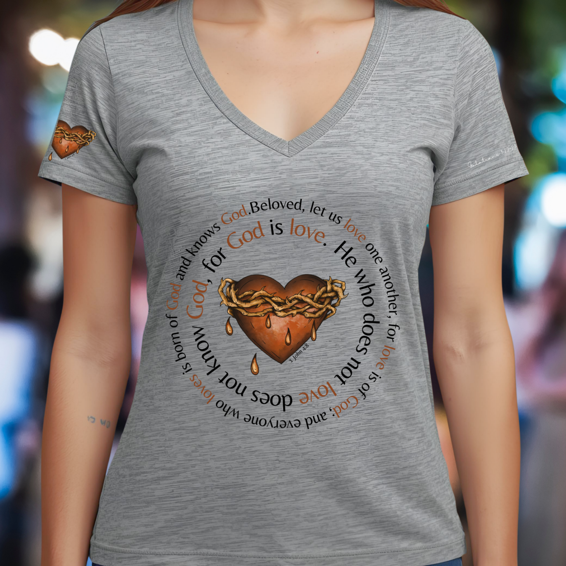 God Is Love - V-Neck Unisex T-Shirt product thumbnail image