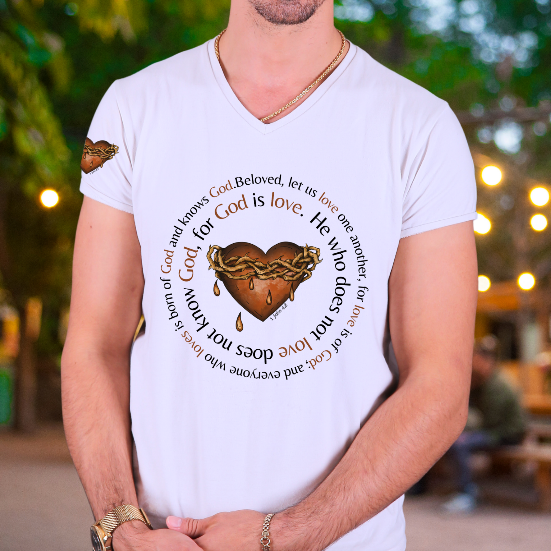 God Is Love - V-Neck Unisex T-Shirt product thumbnail image