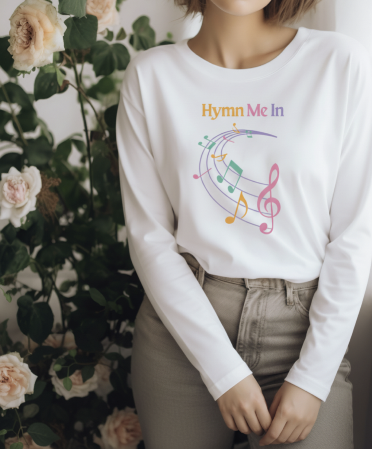 Musical Long Sleeve Tee, Hymn Me In Shirt, Unisex Cotton Top, Gift for Music Lovers, Perfect for Choir Events, Comfortable Layering