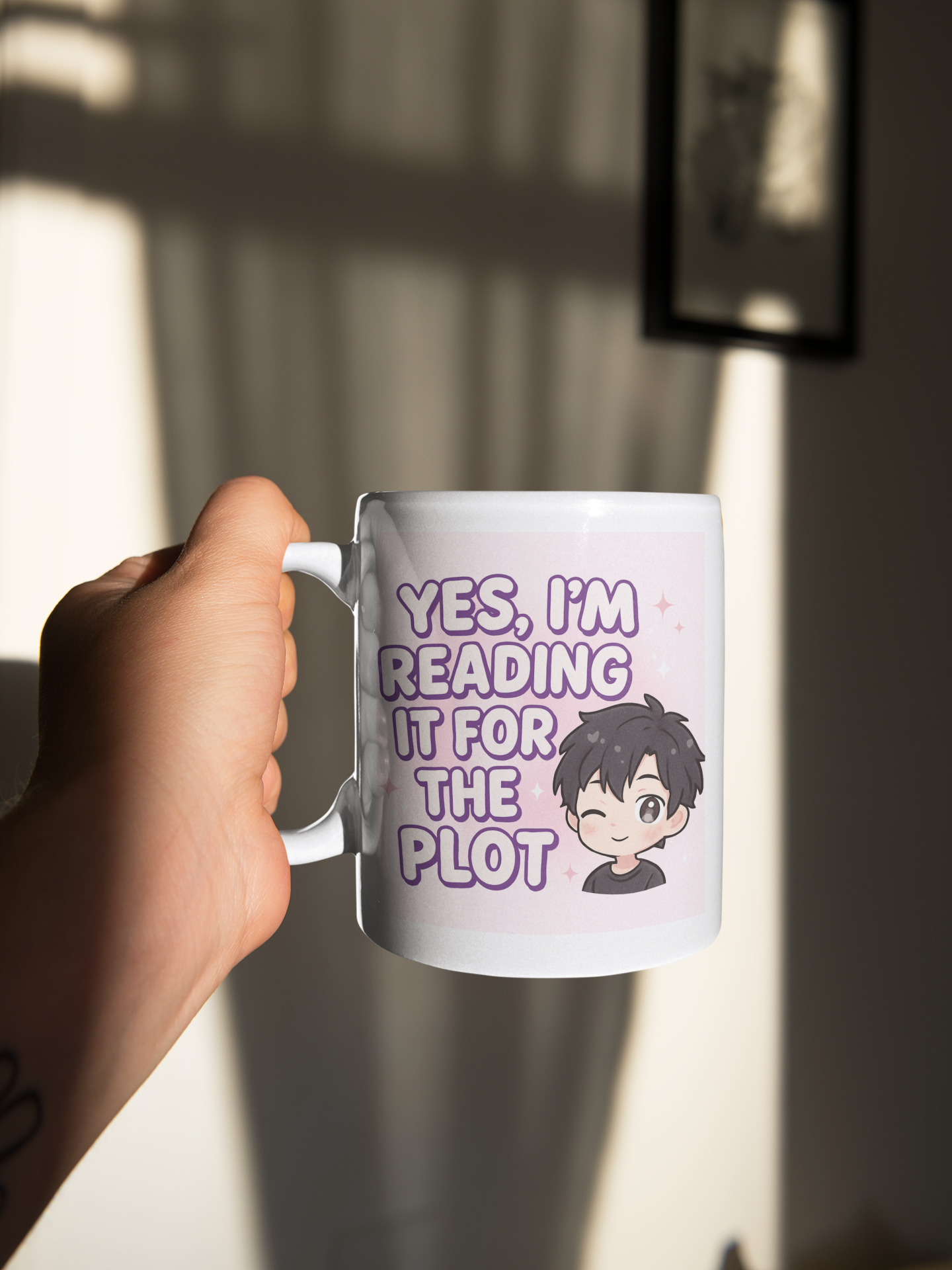 BL Certified | “Yes, I’m Reading It for the Plot” Mug | Perfect for Yaoi Fans | Add to cart Buy now Funny BL 11oz Mug | Wink Face, Reader Humor, Manga Life product thumbnail image