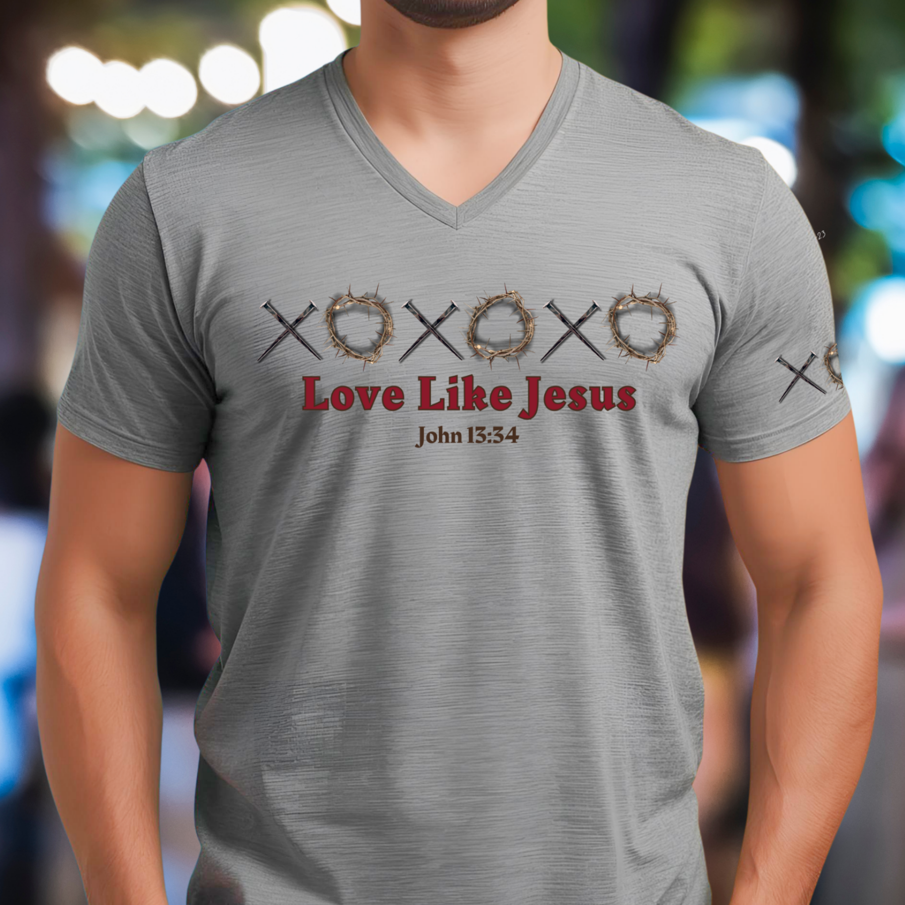 Love Like Jesus - V-Neck Unisex T- Shirt product thumbnail image
