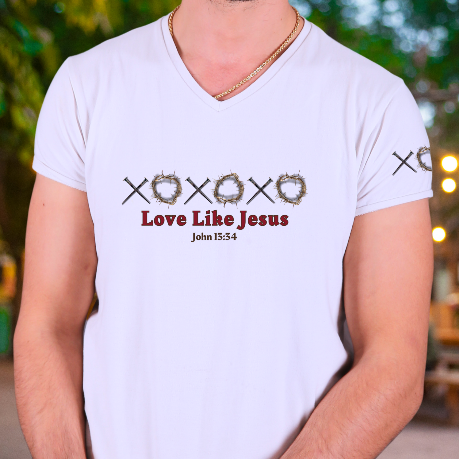 Love Like Jesus - V-Neck Unisex T- Shirt product thumbnail image