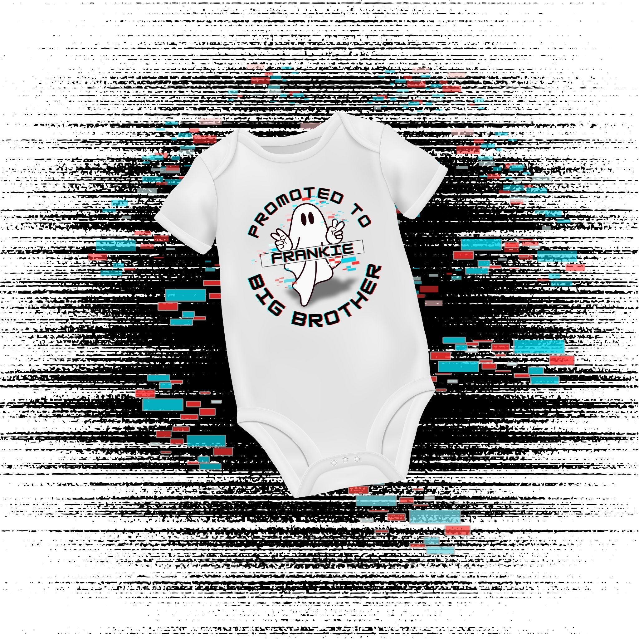  Long Sleeve-Personalized Glitch Ghost Baby Onesie Baby's First Halloween, Sibling Announcement, Fall Family Photos l Pink Pumpkin Outfit, Baby Shower Gift, Fall Baby Clothes, Holiday Baby Wear product thumbnail image