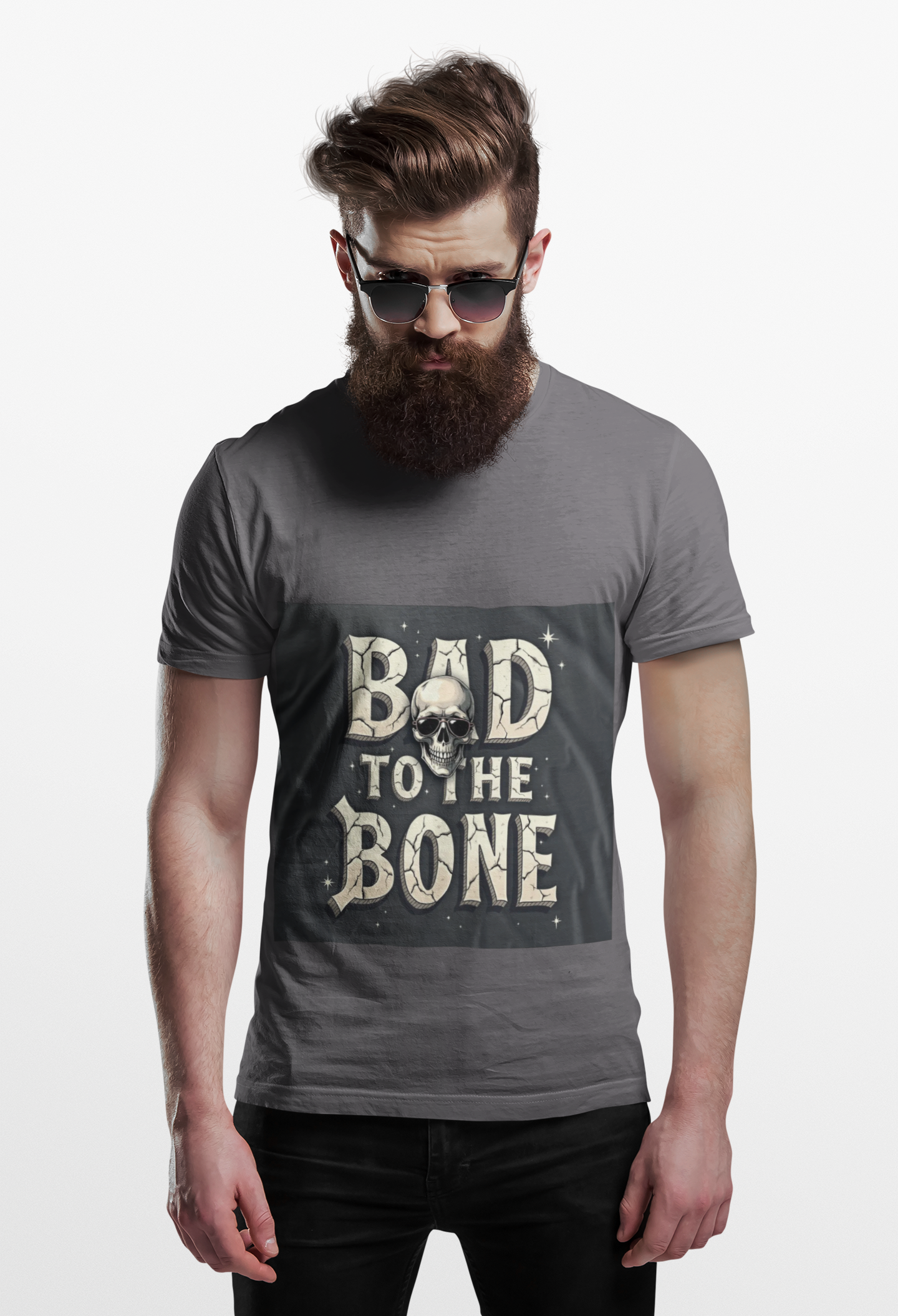 Bad to the Bone Skull Graphic Unisex Tee product thumbnail image