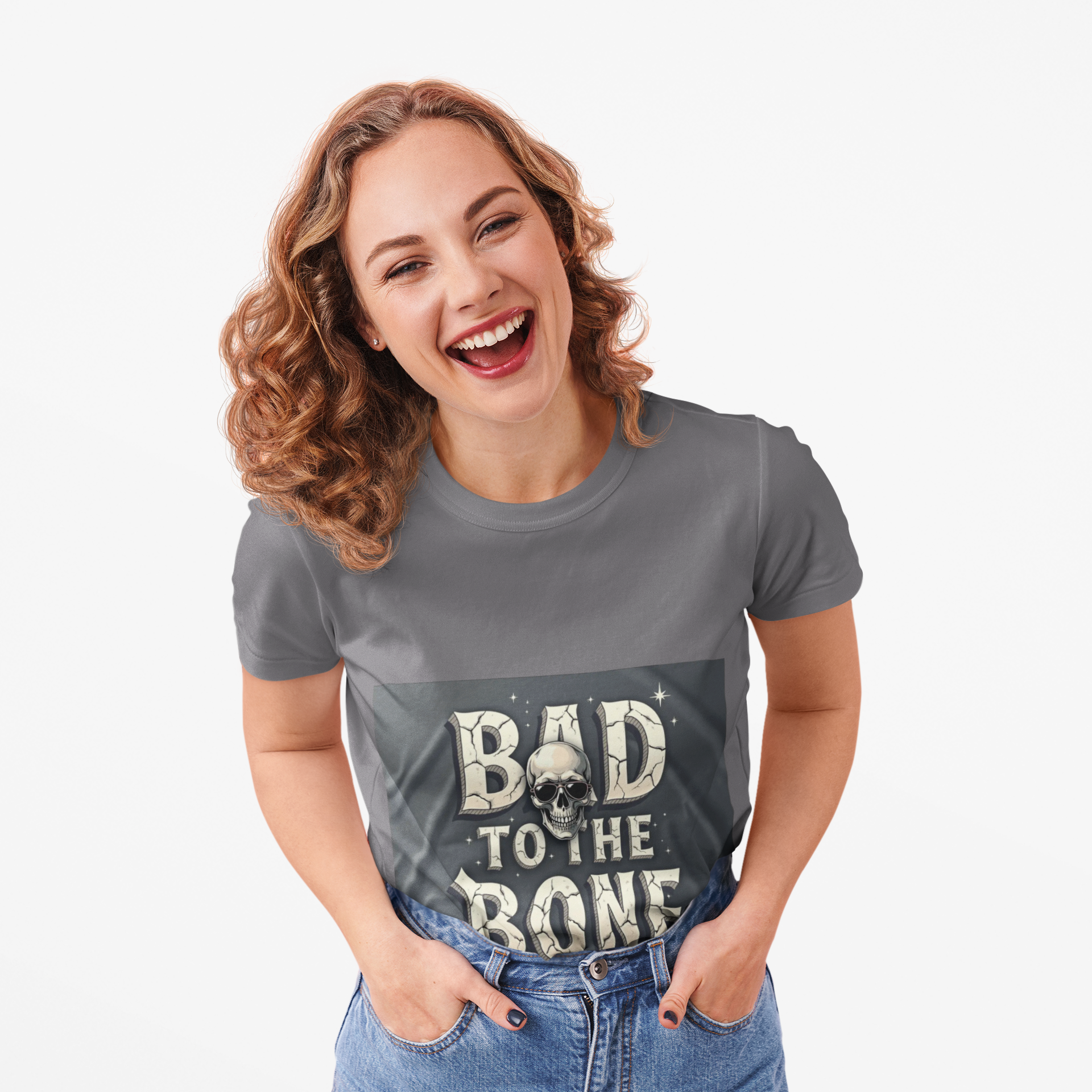 Bad to the Bone Skull Graphic Unisex Tee product thumbnail image