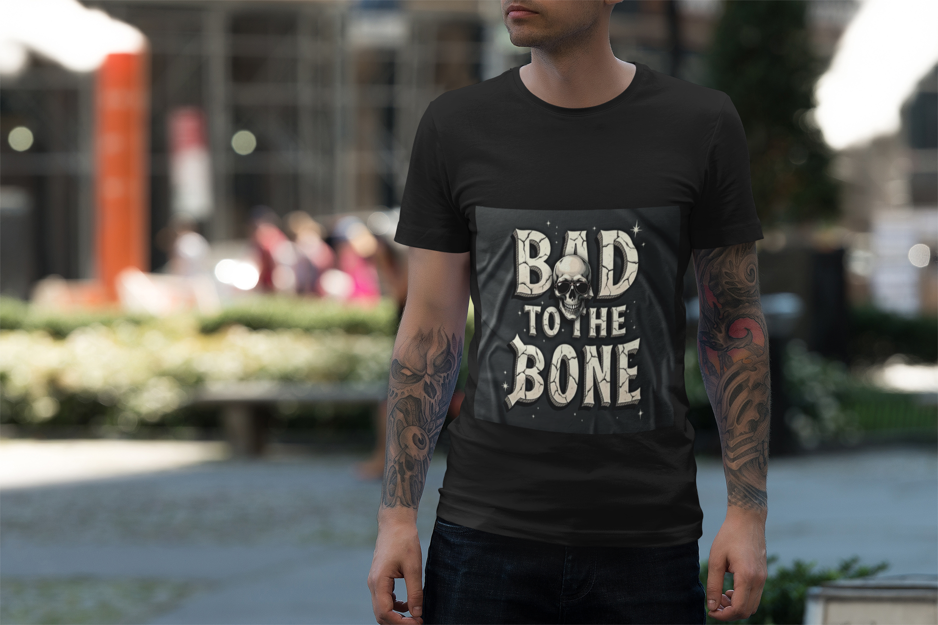 Bad to the Bone Skull Graphic Unisex Tee product thumbnail image