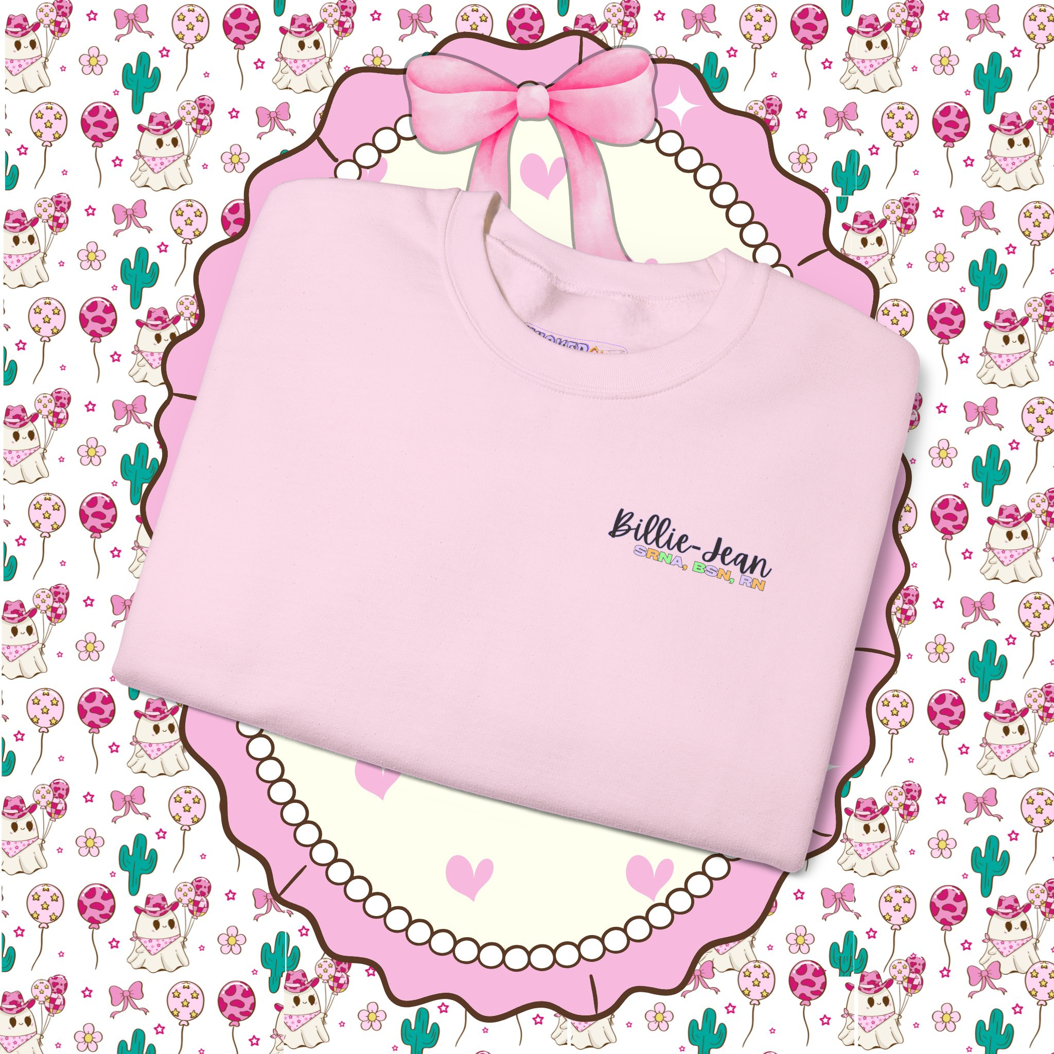 Personalized Anesthesia Halloween Sweatshirt – Cute Halloween Back Design &amp; Custom Name + Credentials on Front l SRNA, CRNA on back product thumbnail image