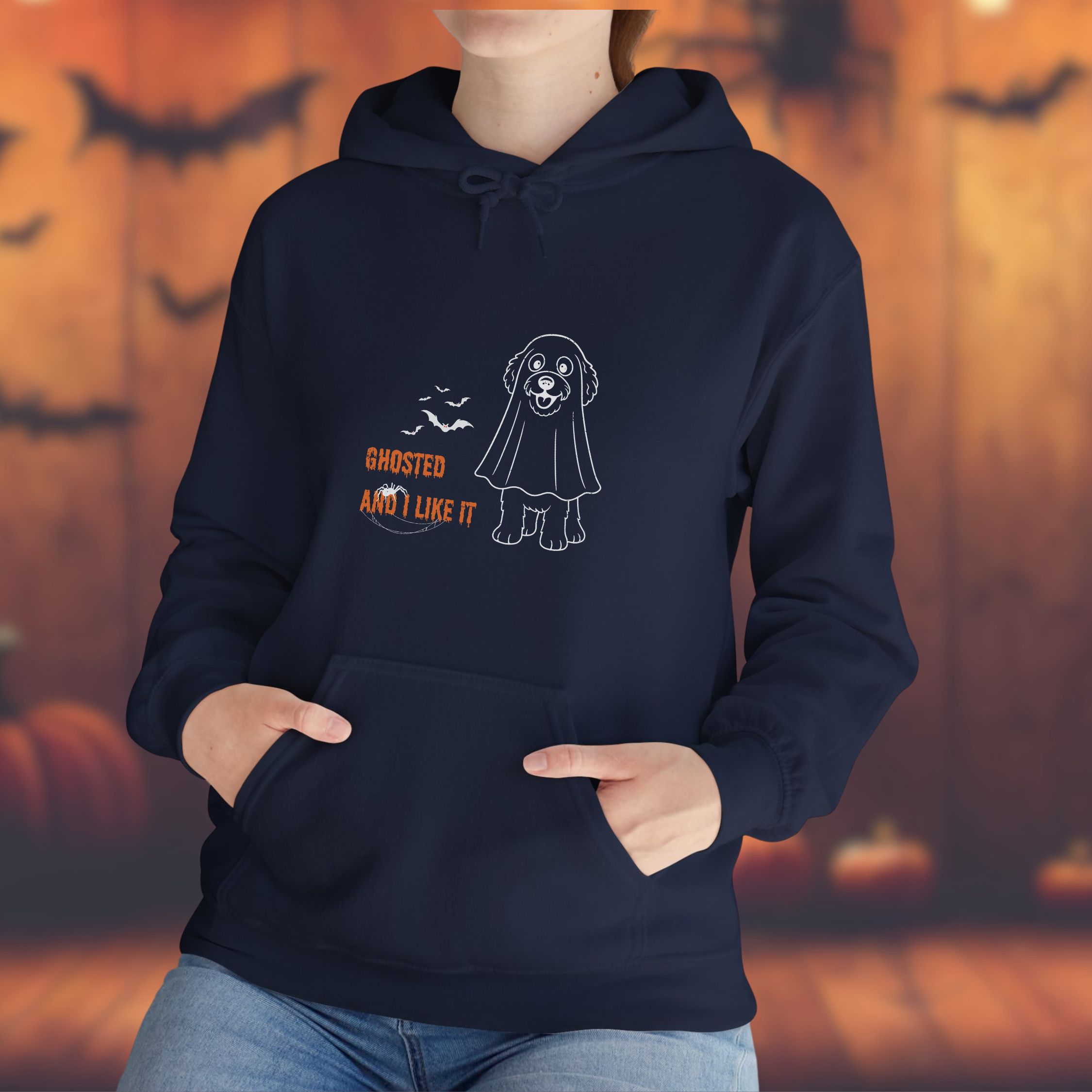 🎃 Halloween Dog Mom Hoodie "Ghosted and I like it", Doodle Sweater, Limited Edition product thumbnail image