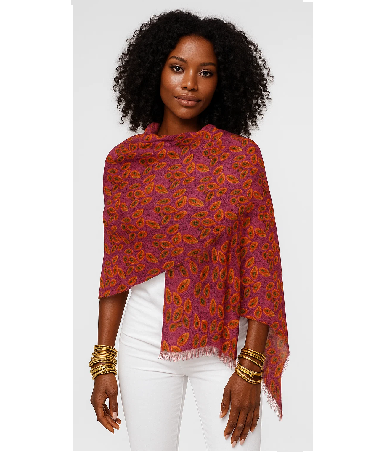  Papaya Paradise Lightweight Scarf/Sarong/Pareo in Royal Fuchsia