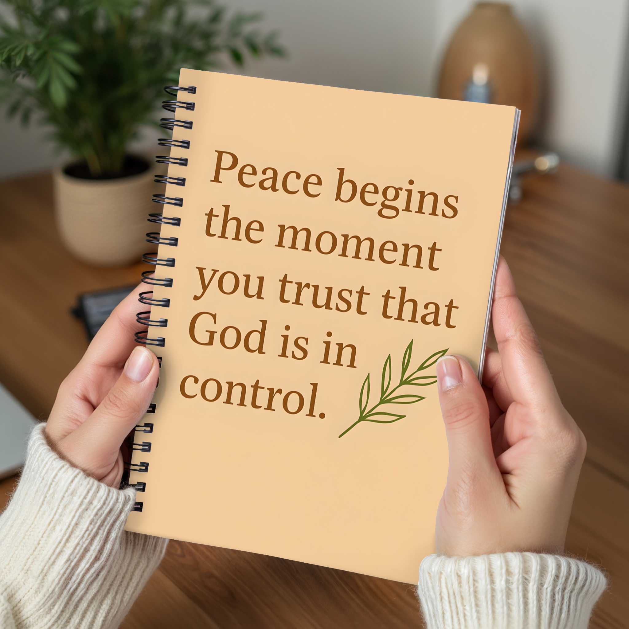 Christian Notebook Faith Journal with Bible Verse Quote Peace Begins the Moment You Trust God Religious Prayer Notebook Inspirational Scripture Gift product thumbnail image