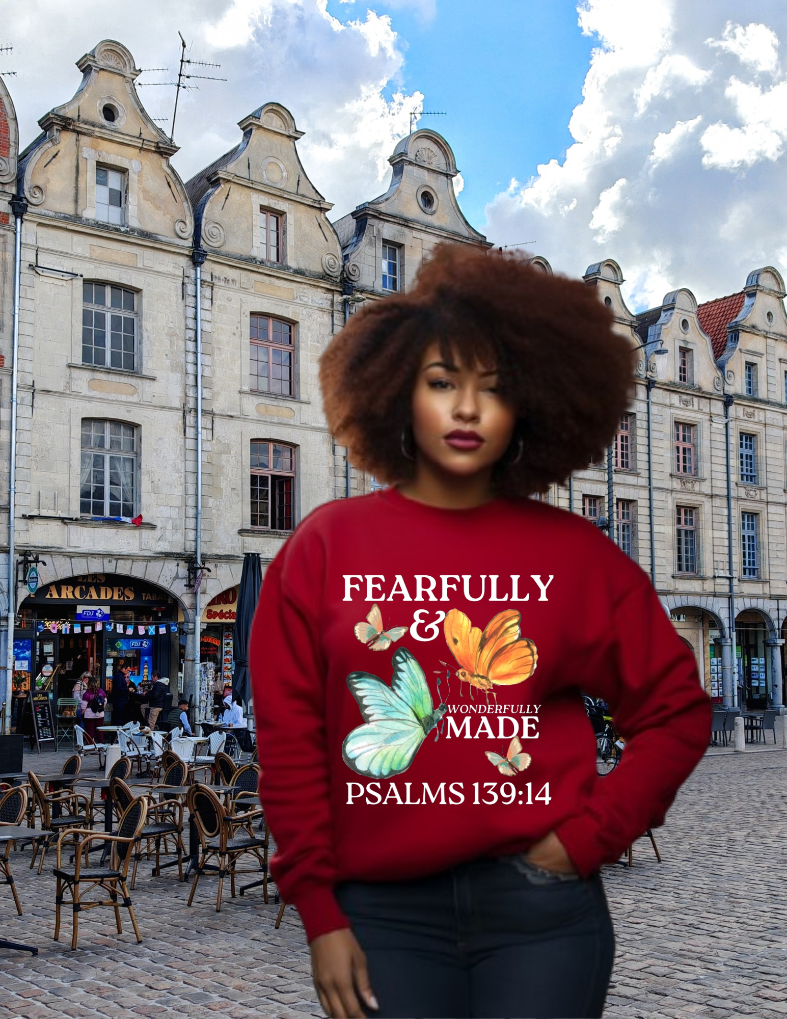Fearfully and Wonderfully Made, CrewneckSweatshirt (White Text) product thumbnail image