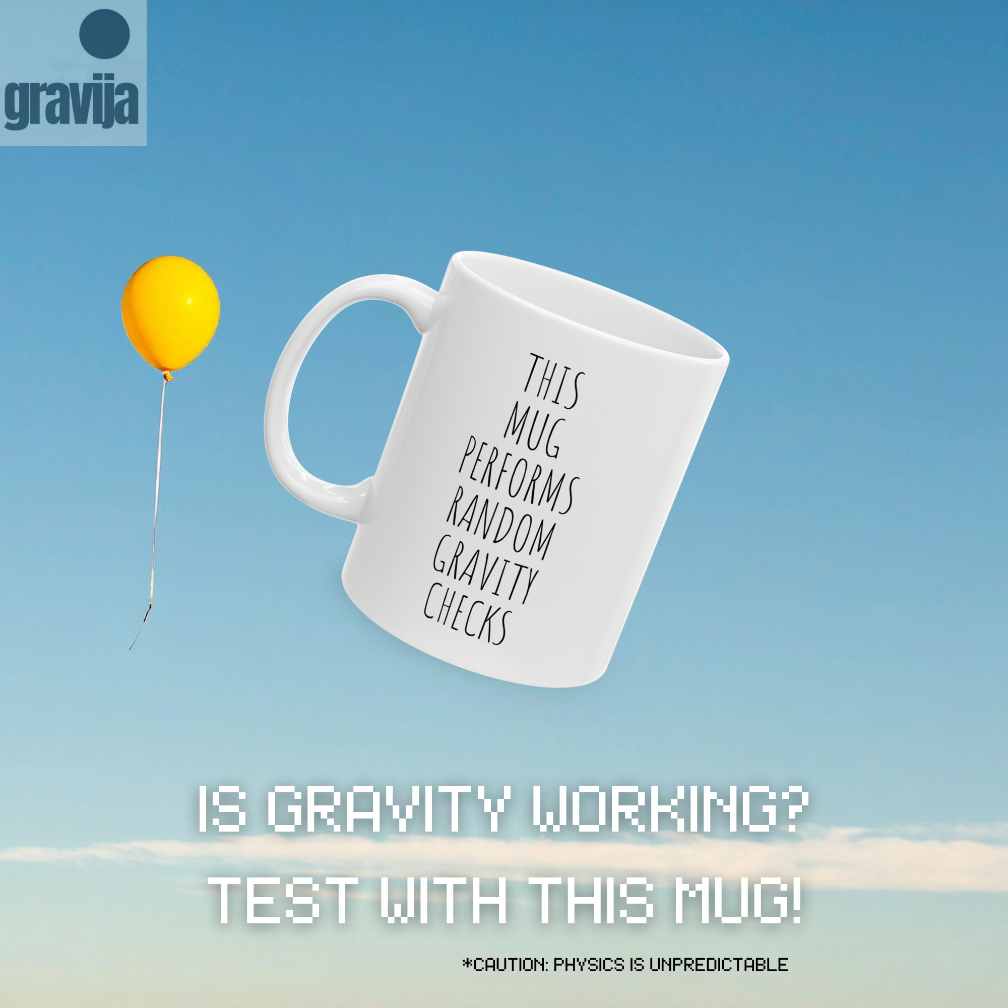 This Mug Performs Random Gravity Checks | Ceramic Mug, 11oz product thumbnail image This Mug Performs Random Gravity Checks | Ceramic Mug, 11oz product thumbnail image
