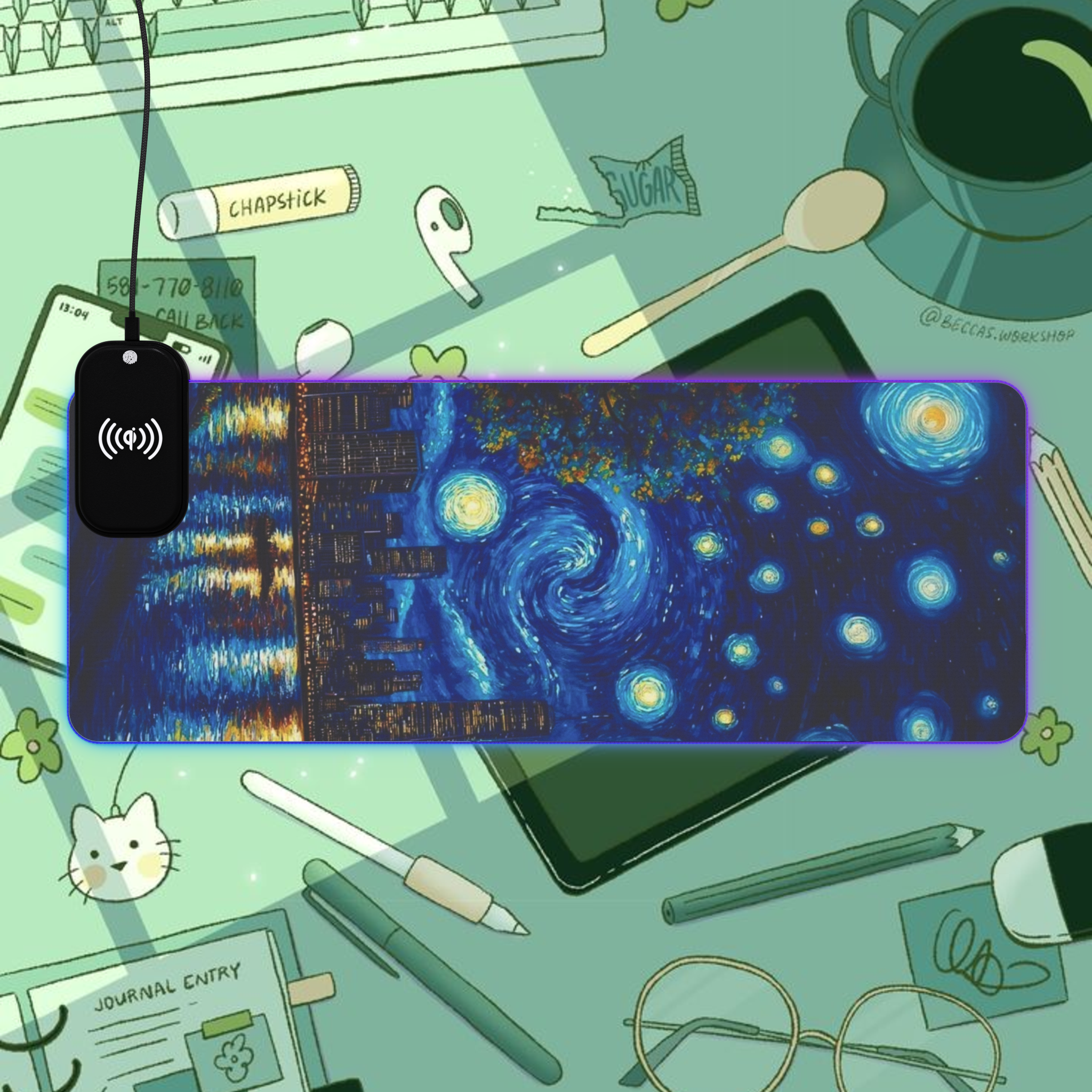 Personalized Wireless Charging Gaming Mouse Pad, LED Mouse Mat, Gaming Desk Accessory, PC Gamer Gift, Desk Decor, Tech Essentials product thumbnail image Personalized Wireless Charging Gaming Mouse Pad, LED Mouse Mat, Gaming Desk Accessory, PC Gamer Gift, Desk Decor, Tech Essentials product thumbnail image