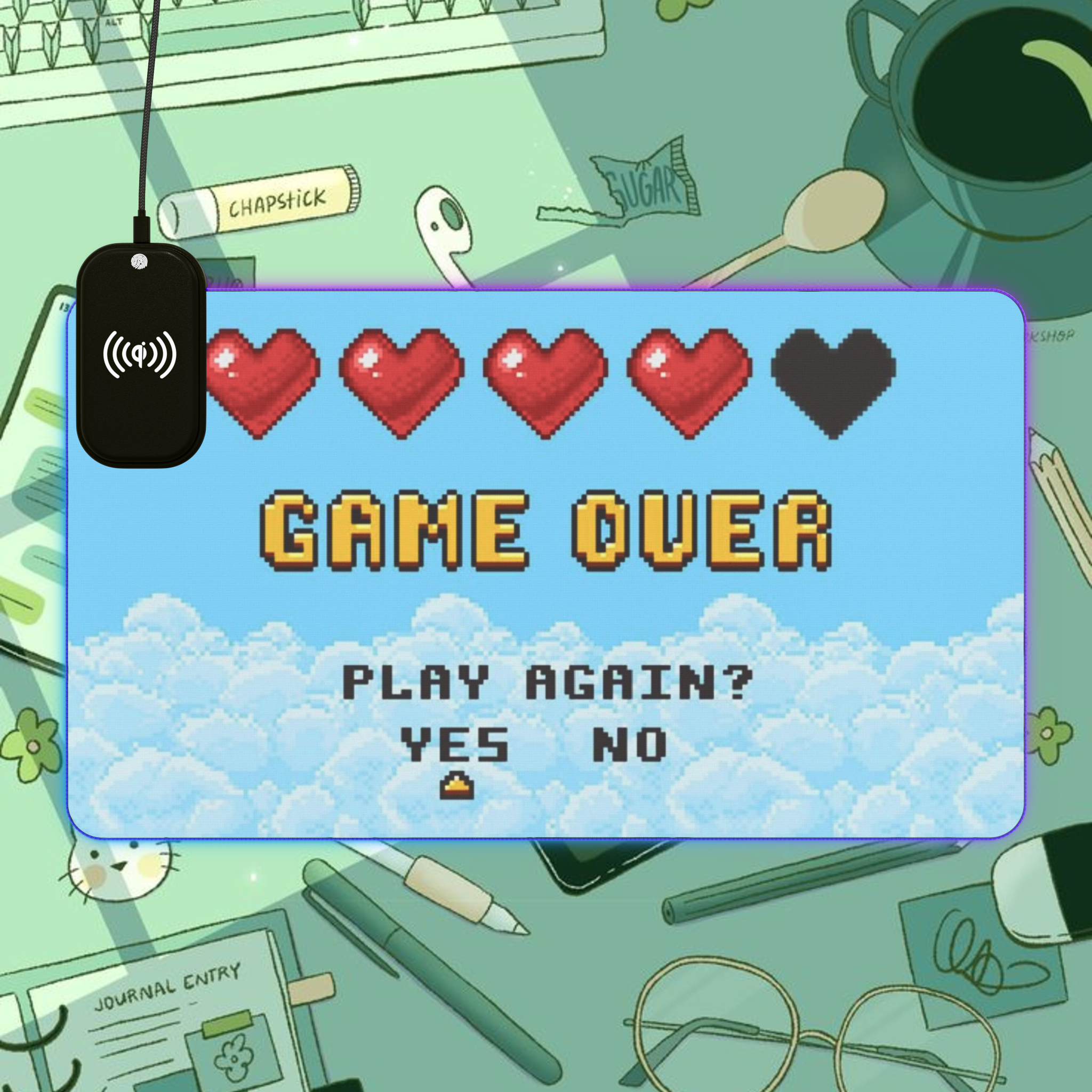 Personalized Wireless Charging Gaming Mouse Pad, LED Mouse Mat, Gaming Desk Accessory, PC Gamer Gift, Desk Decor, Tech Essentials