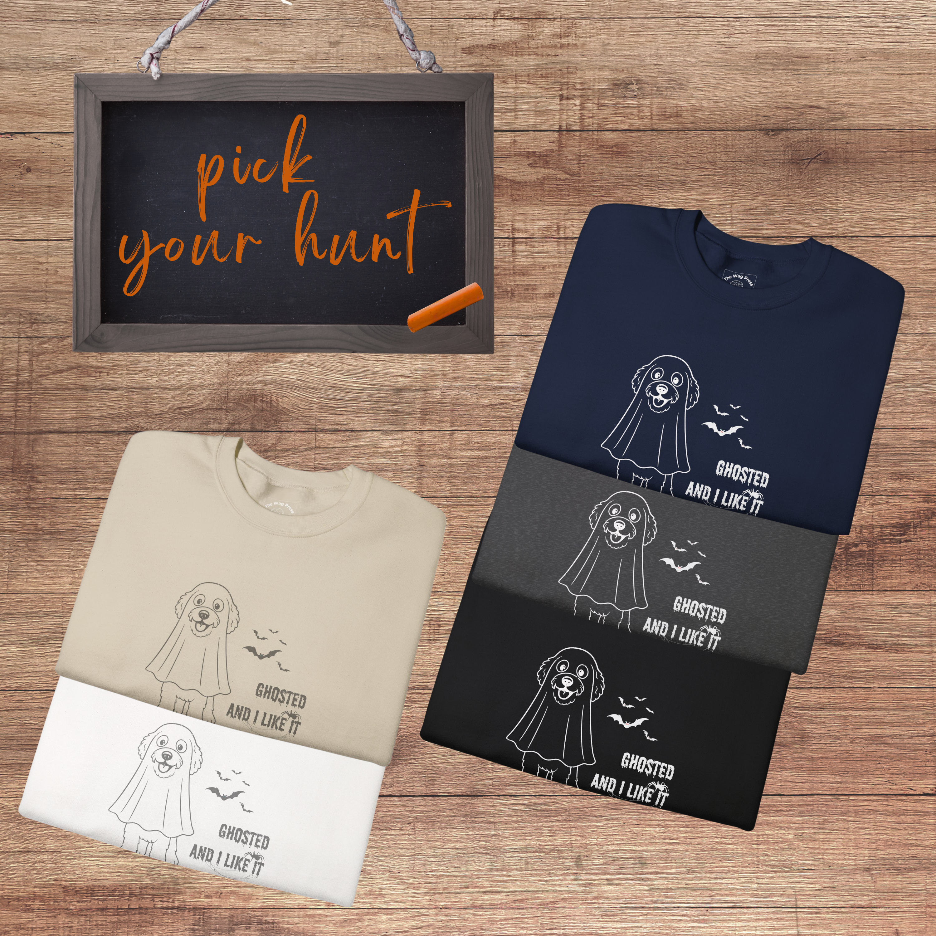 Halloween Dog Mom “Ghosted and I Like It” Doodle Sweatshirt – Vintage Soft Cotton Crewneck, Limited Edition – Only Until October 31 product thumbnail image