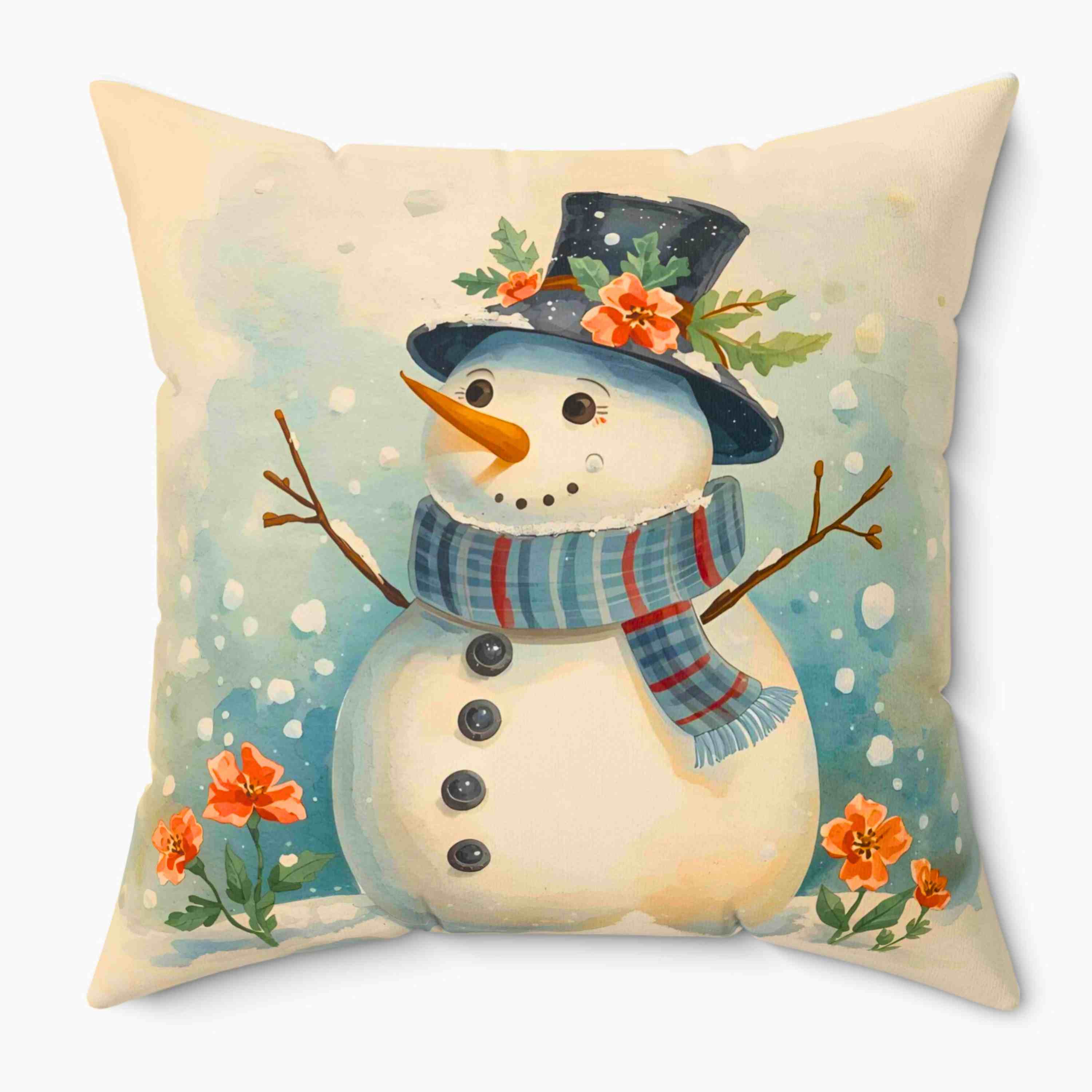 Cozy Snowman Decorative Pillow, Winter Home Decor, Holiday Gift, Festive Cushion for Christmas, Seasonal Throw Pillow product thumbnail image
