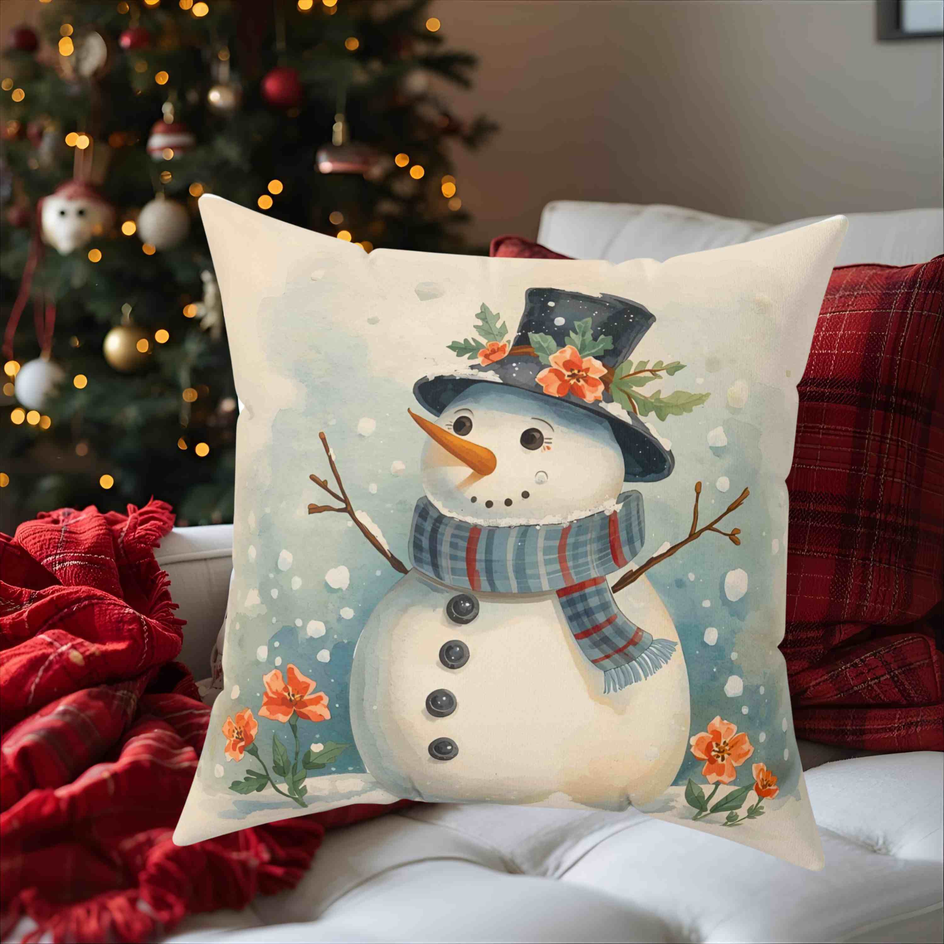 Cozy Snowman Decorative Pillow, Winter Home Decor, Holiday Gift, Festive Cushion for Christmas, Seasonal Throw Pillow product thumbnail image