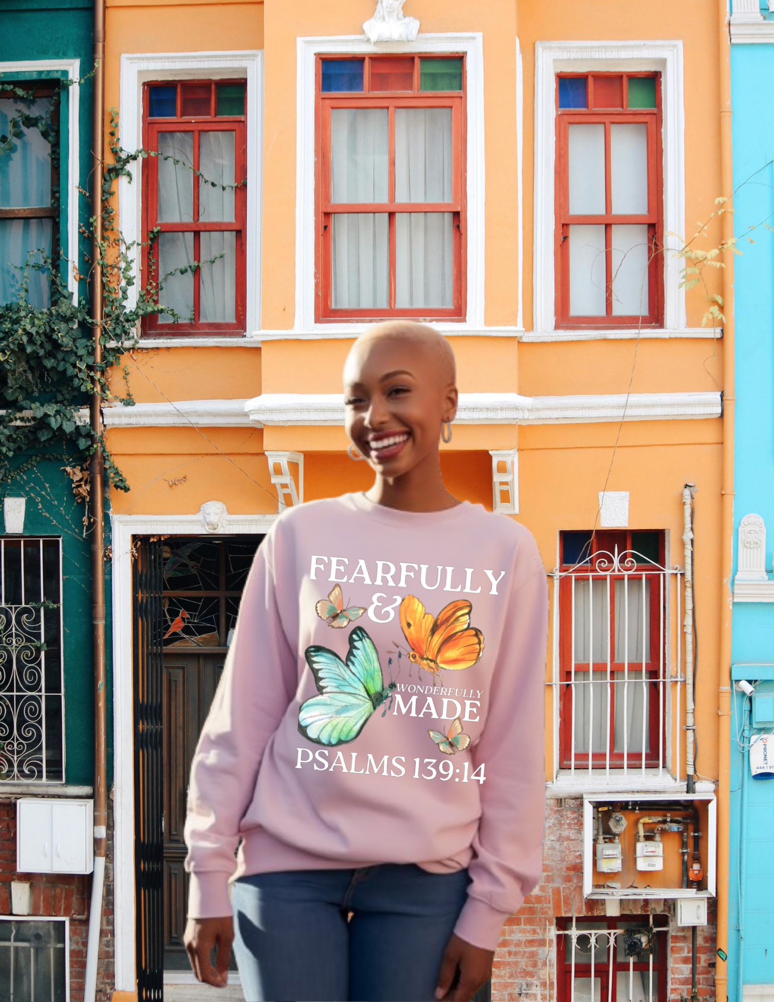 Fearfully and Wonderfully Made, CrewneckSweatshirt (White Text) product thumbnail image