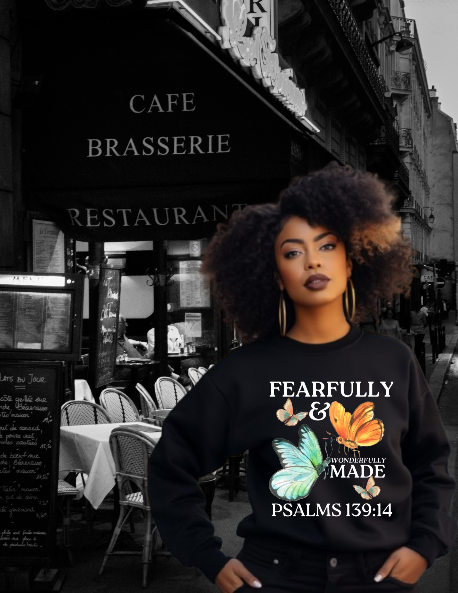 Fearfully and Wonderfully Made, CrewneckSweatshirt (White Text) product thumbnail image
