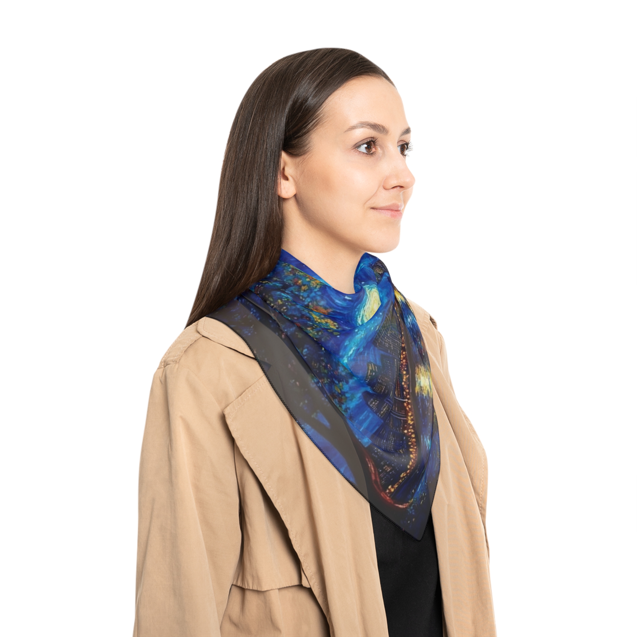 Personalized Poly Scarf, Fashion Accessory, All Seasons, Light-weight Layering, Gifting, Fashion Occasions, Hijab Style, Gift for Her