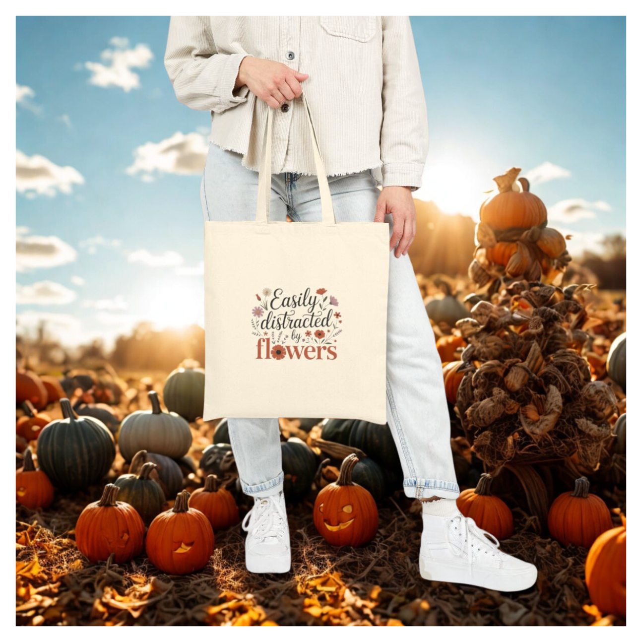 Minimalist Flower Cotton Canvas Tote Bag