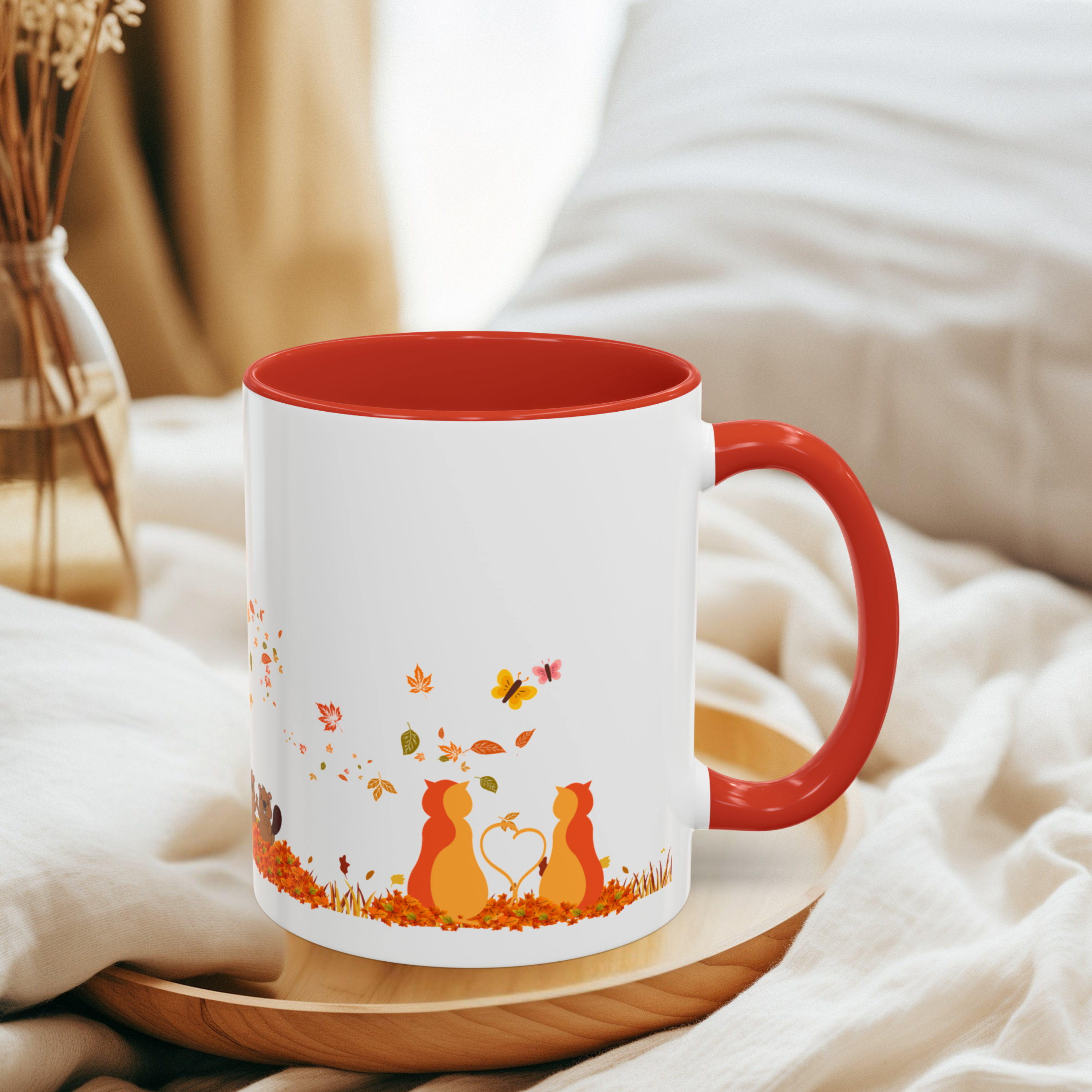Cat Coffee Mug for Fall, Cute Animal Coffee Cup, Fall-Themed Drinkware, Gifts for Cat Lovers, Home Decor, Seasonal Mug product thumbnail image