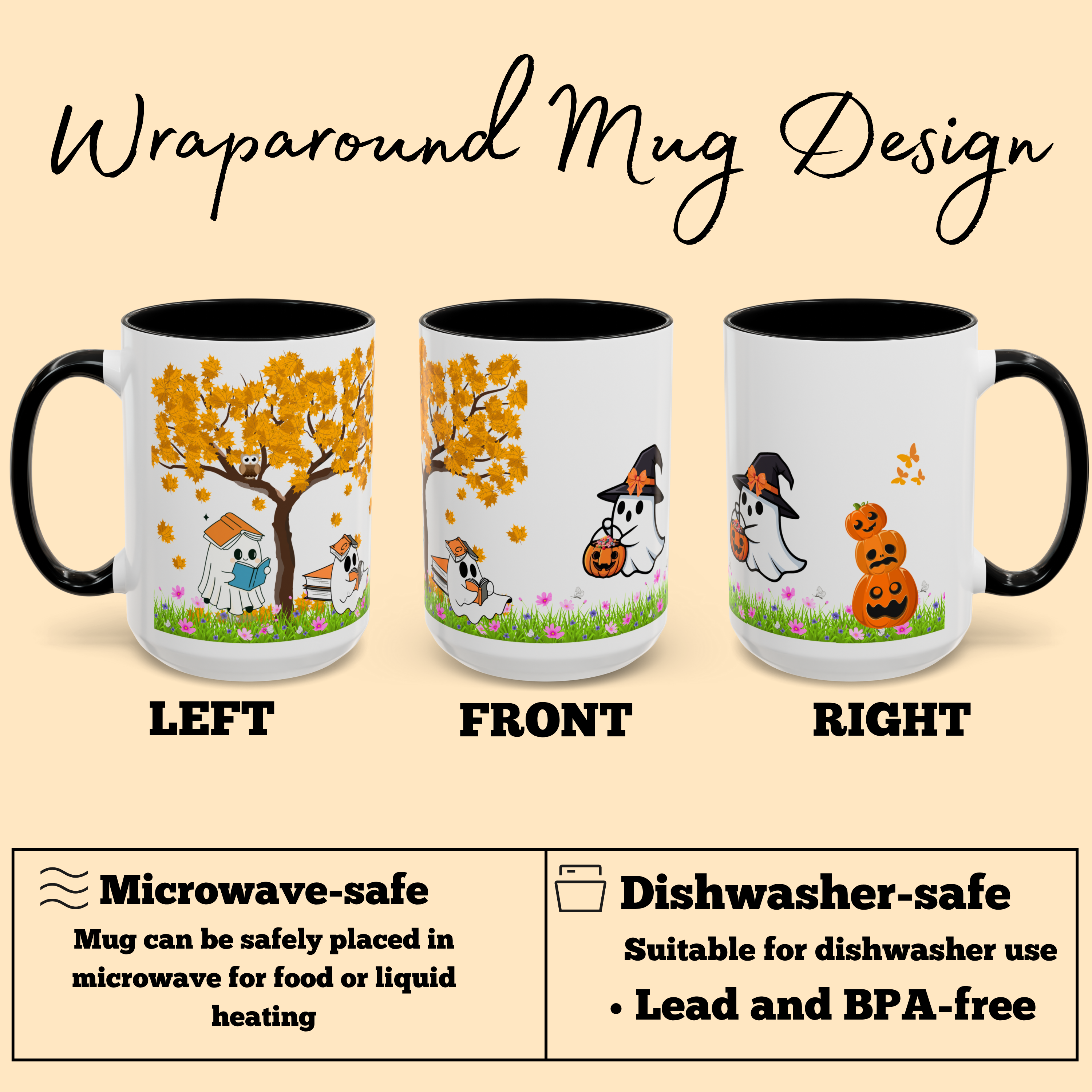 Ghost Trick or Treat Mug – Cute Halloween Accent Coffee Mug – Spooky Season Gift, Fall Mug with Ghost Design product thumbnail image