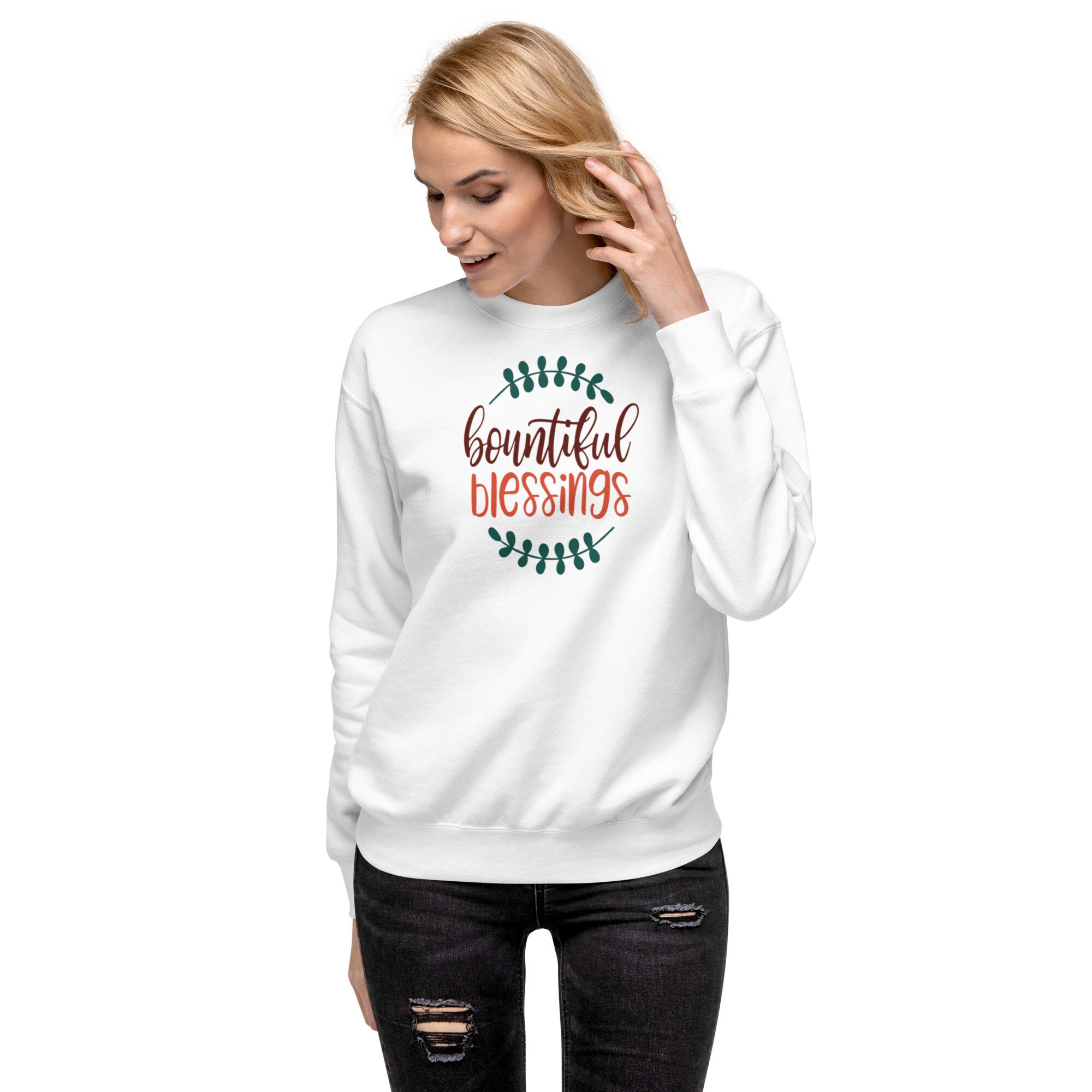 Bountiful Blessings Crewneck Sweatshirt, Cozy Gift for Thanksgiving, Family Gatherings, Self-Care, Autumn Vibes, Everyday Comfort product thumbnail image Bountiful Blessings Crewneck Sweatshirt, Cozy Gift for Thanksgiving, Family Gatherings, Self-Care, Autumn Vibes, Everyday Comfort product thumbnail image