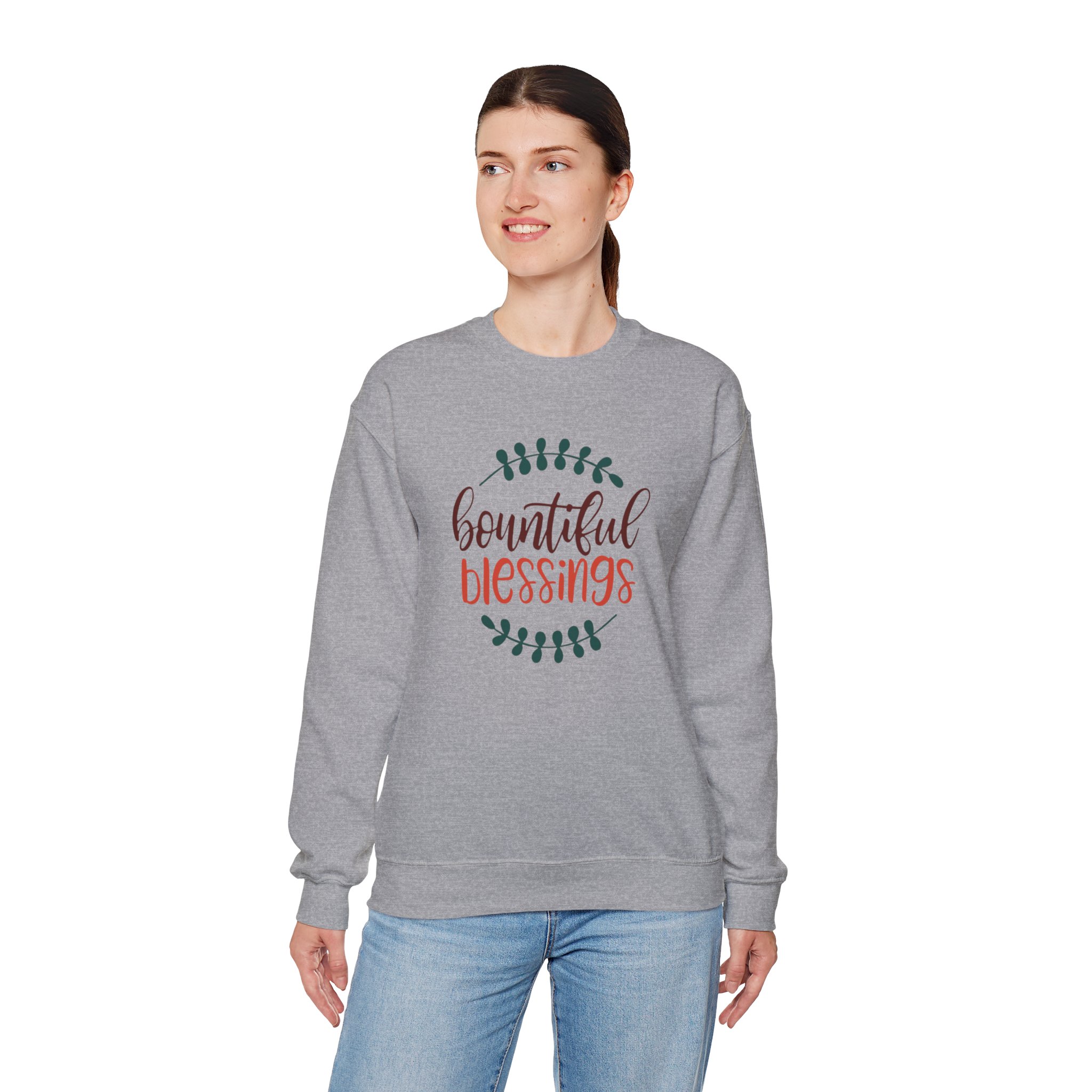 Bountiful Blessings Crewneck Sweatshirt, Cozy Gift for Thanksgiving, Family Gatherings, Self-Care, Autumn Vibes, Everyday Comfort product thumbnail image