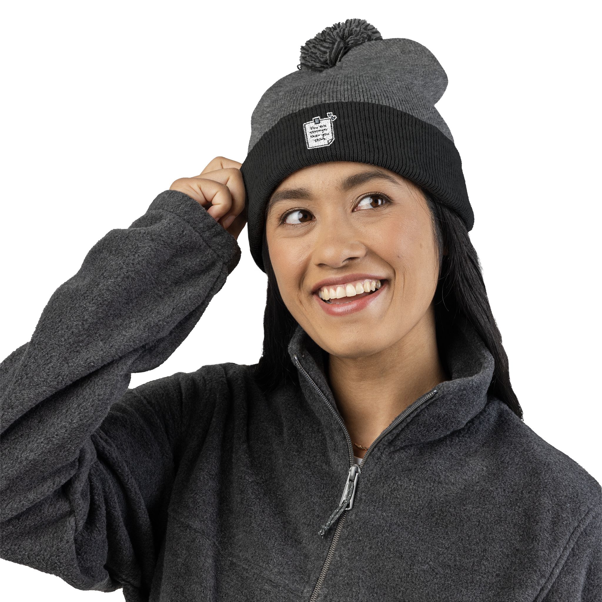 Personalized Pom-Pom Knit Cap (Embroidered), Stylish Beanie, Winter Seasons, Cold Weather, Trendy Knitwear, Ski Cap, Birthdays Gift Idea product thumbnail image