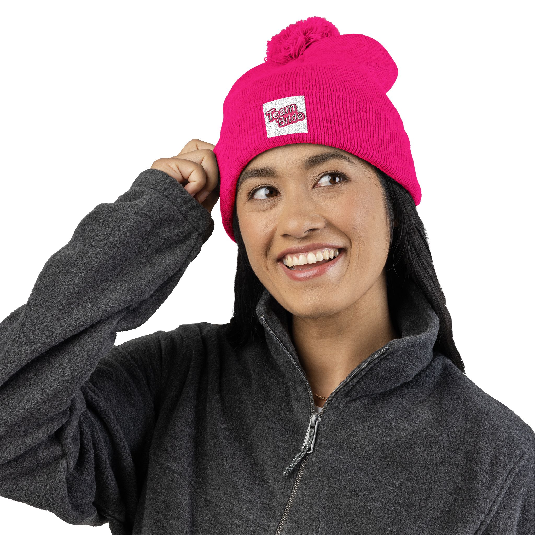 Personalized Pom-Pom Knit Cap (Embroidered), Stylish Beanie, Winter Seasons, Cold Weather, Trendy Knitwear, Ski Cap, Birthdays Gift Idea product thumbnail image