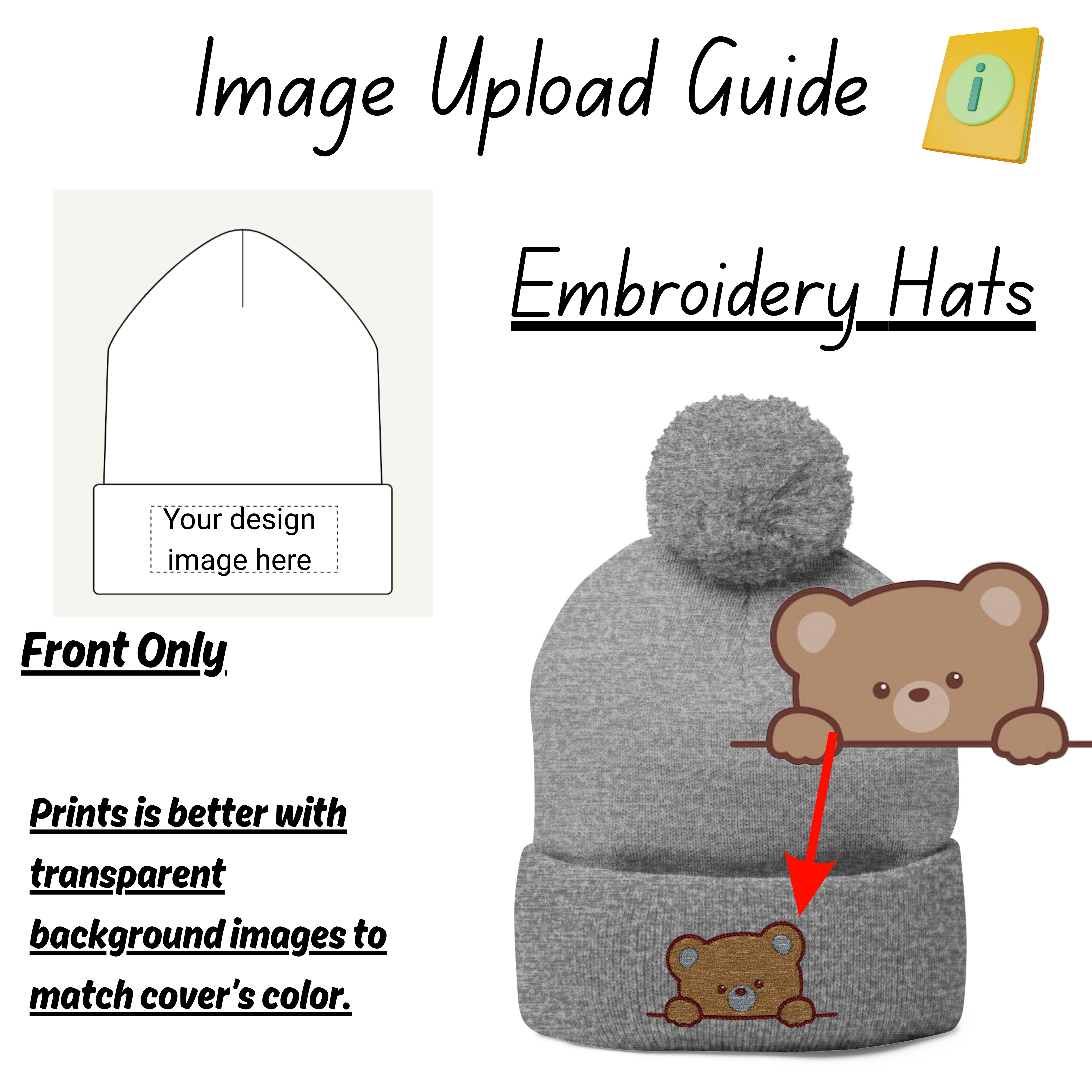 Personalized Pom-Pom Knit Cap (Embroidered), Stylish Beanie, Winter Seasons, Cold Weather, Trendy Knitwear, Ski Cap, Birthdays Gift Idea product thumbnail image
