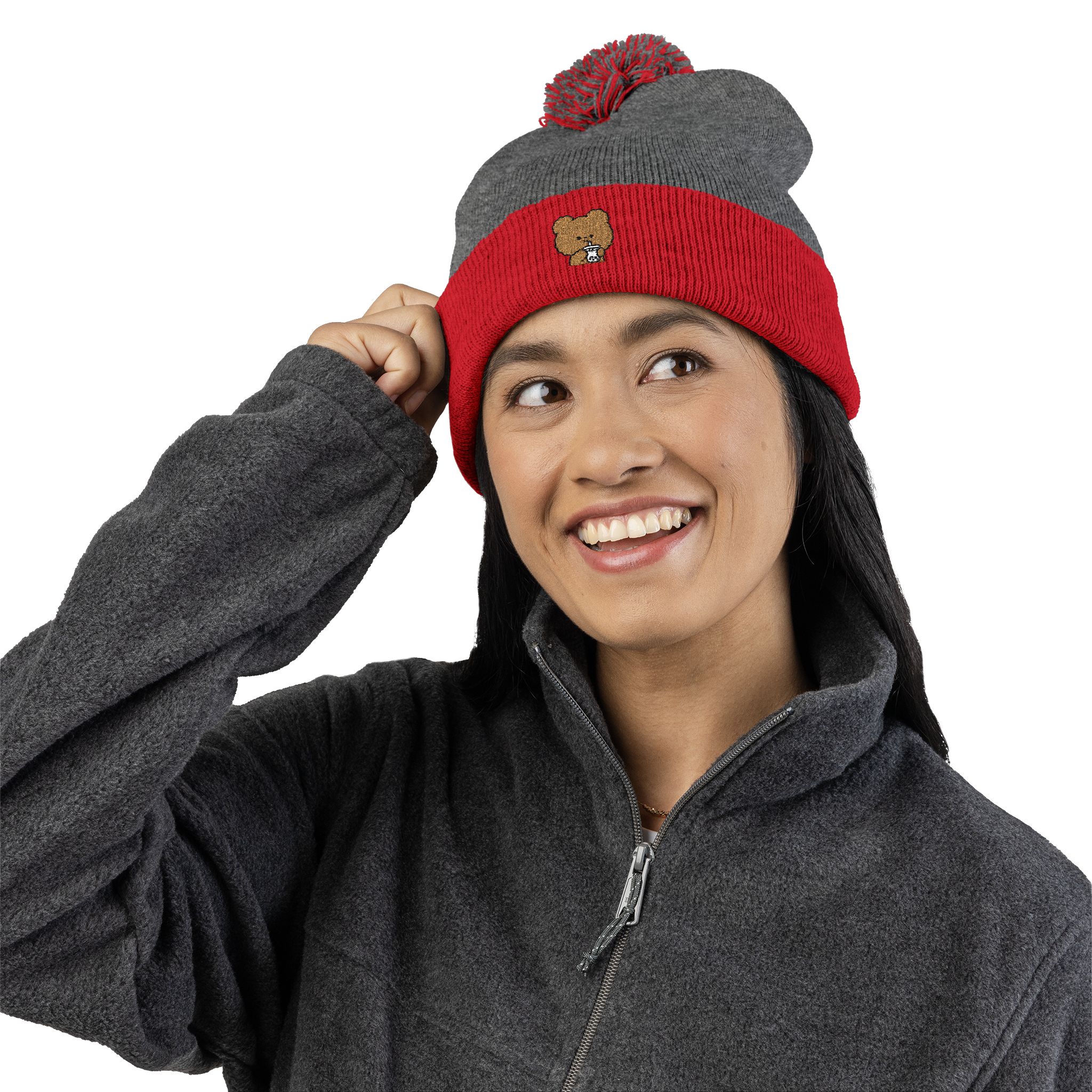 Personalized Pom-Pom Knit Cap (Embroidered), Stylish Beanie, Winter Seasons, Cold Weather, Trendy Knitwear, Ski Cap, Birthdays Gift Idea product thumbnail image