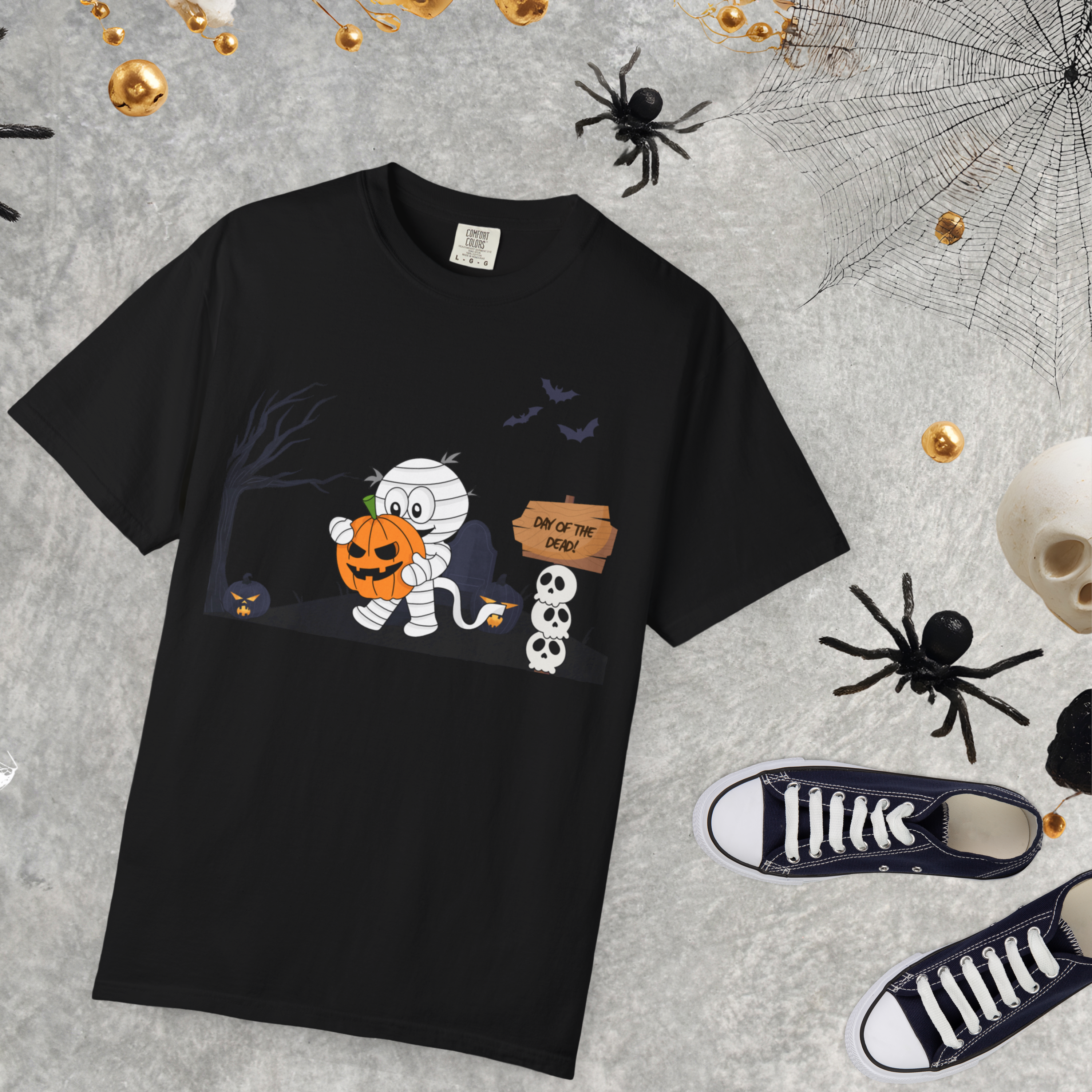 Halloween Mummy T-Shirt, Unisex Garment-Dyed Tee for Fall Festivals, Trick or Treat, Spooky Season, Perfect for Autumn product thumbnail image Halloween Mummy T-Shirt, Unisex Garment-Dyed Tee for Fall Festivals, Trick or Treat, Spooky Season, Perfect for Autumn product thumbnail image
