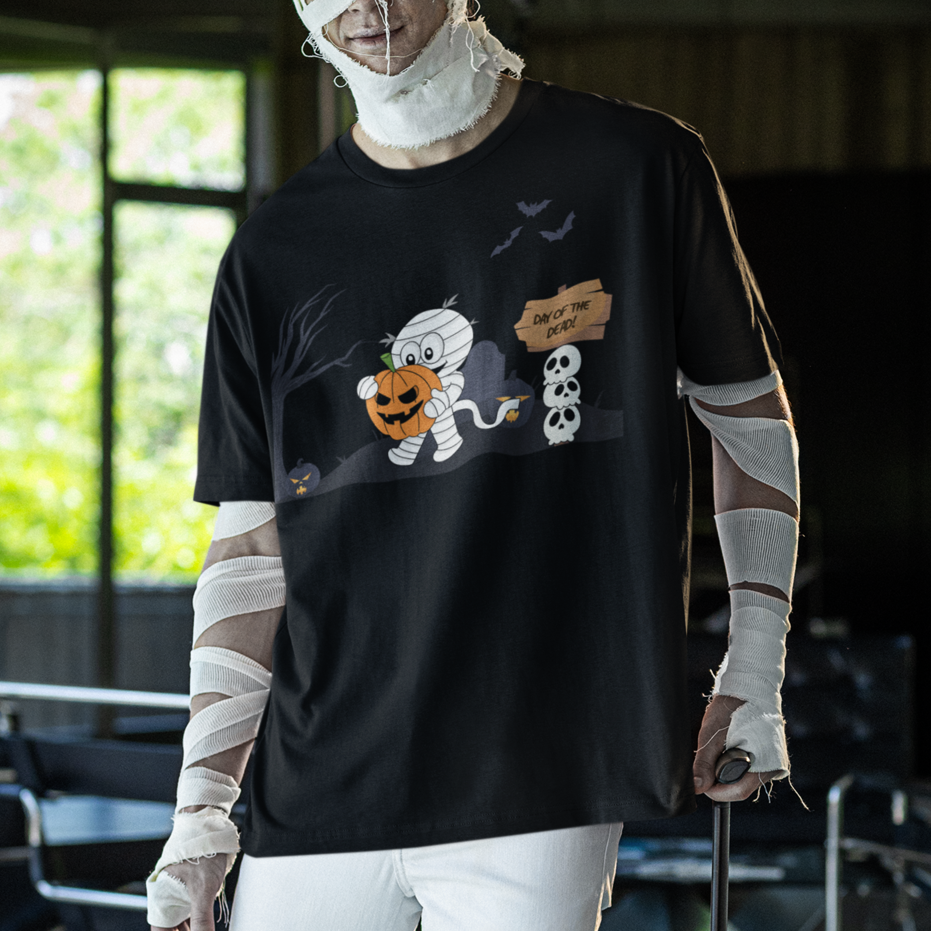 Halloween Mummy T-Shirt, Unisex Garment-Dyed Tee for Fall Festivals, Trick or Treat, Spooky Season, Perfect for Autumn product thumbnail image