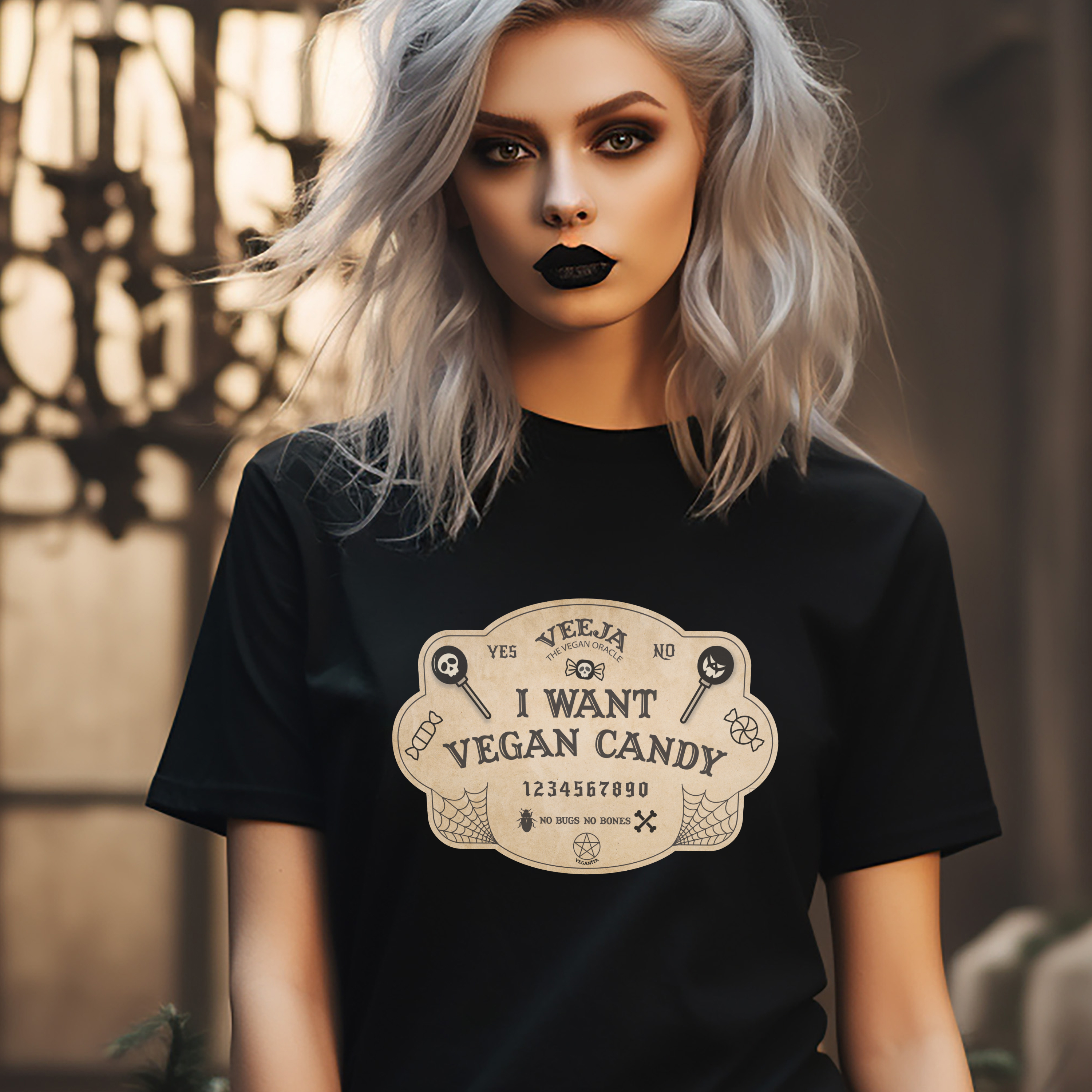 Vegan Ouija Board  Tee - I Want Vegan Candy Graphic