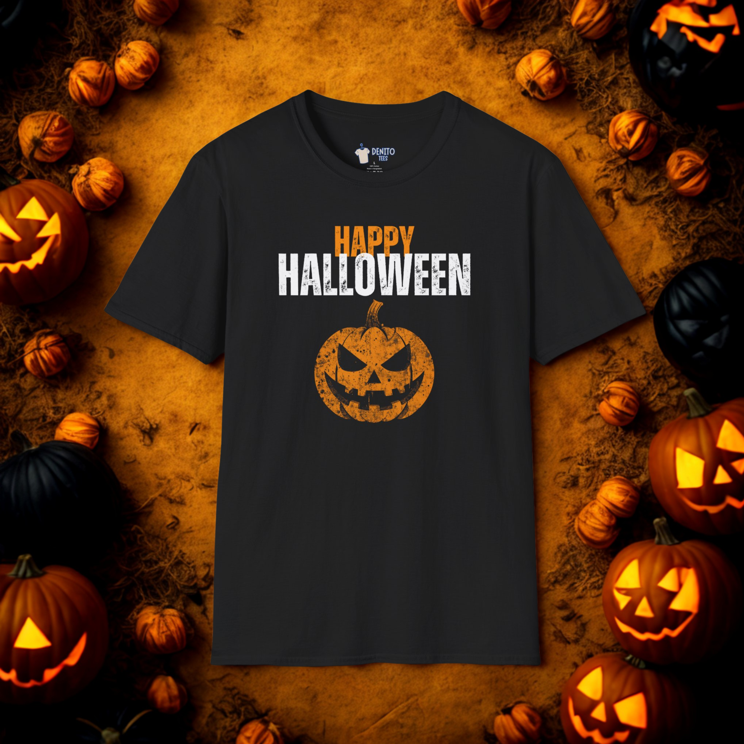 Halloween Pumpkin T-Shirt, Unisex Graphic Tee, Spooky Season Apparel, Fall Festivities Shirt, Halloween Party Outfit