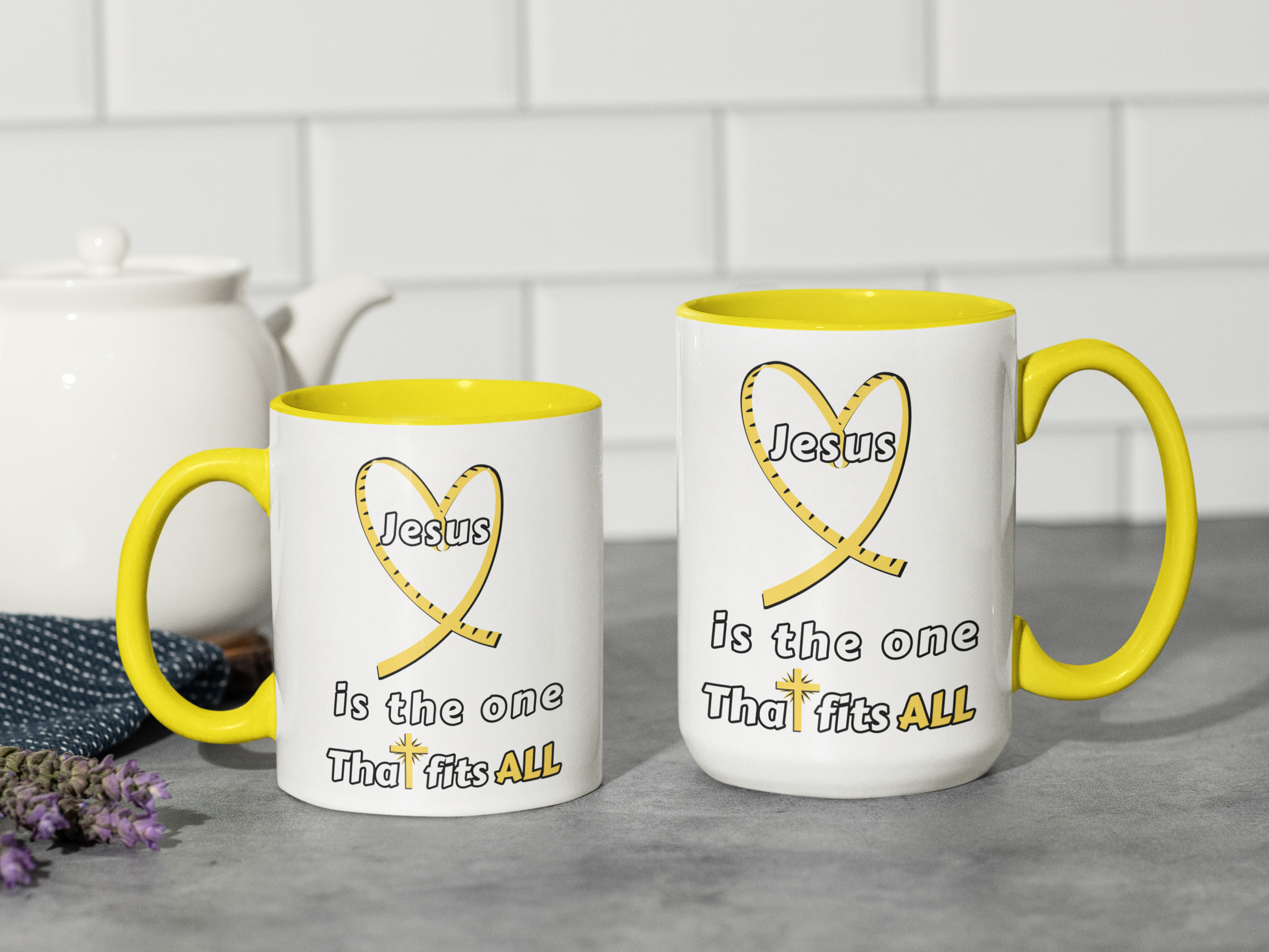 Jesus Fits All Inspirational Accent Coffee Mug (11, 15oz) product thumbnail image Jesus Fits All Inspirational Accent Coffee Mug (11, 15oz) product thumbnail image