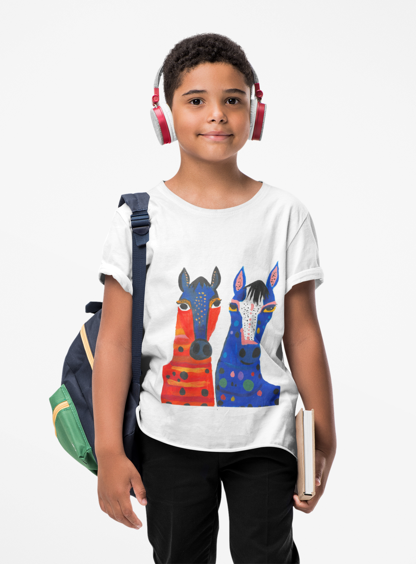 Colorful Horse Print Kids Tee, Fun Animal Shirt for Children - Created by Art Students at the Kusewera Community Center product thumbnail image Colorful Horse Print Kids Tee, Fun Animal Shirt for Children - Created by Art Students at the Kusewera Community Center product thumbnail image