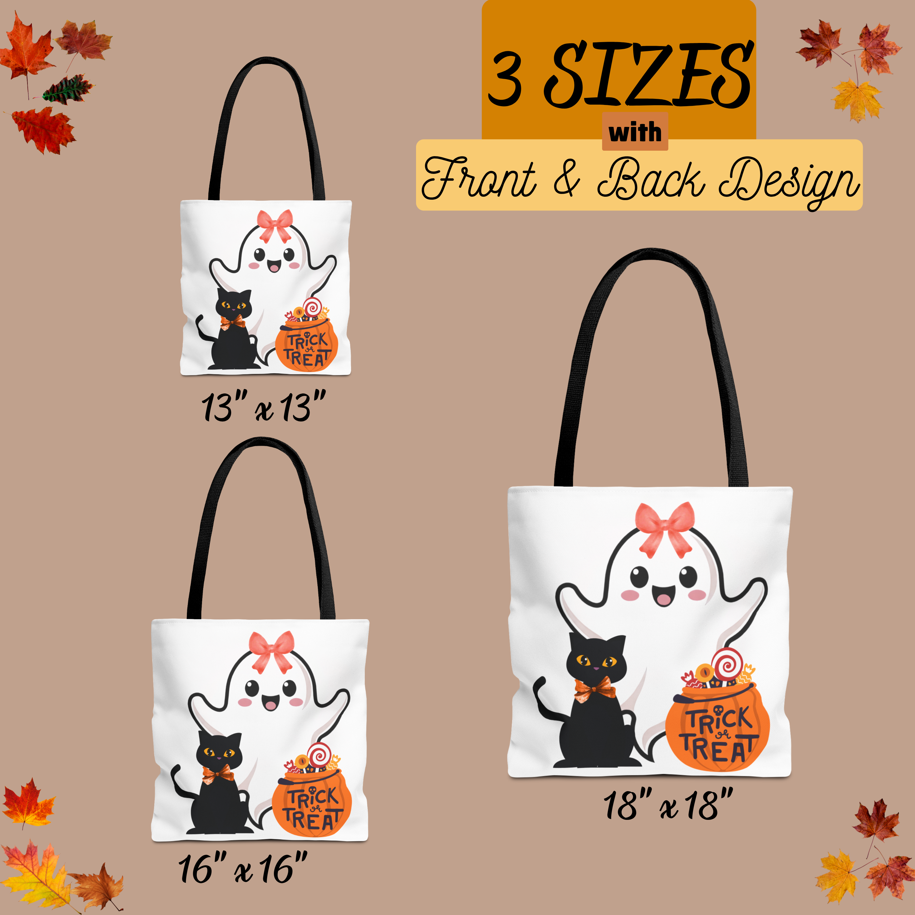 Halloween Ghost & Cat Tote Bag, Trick or Treat Bag, Fall Shopper, Spooky Style, Gift for Cat Lovers, Autumn Accessory product thumbnail image Halloween Ghost & Cat Tote Bag, Trick or Treat Bag, Fall Shopper, Spooky Style, Gift for Cat Lovers, Autumn Accessory product thumbnail image