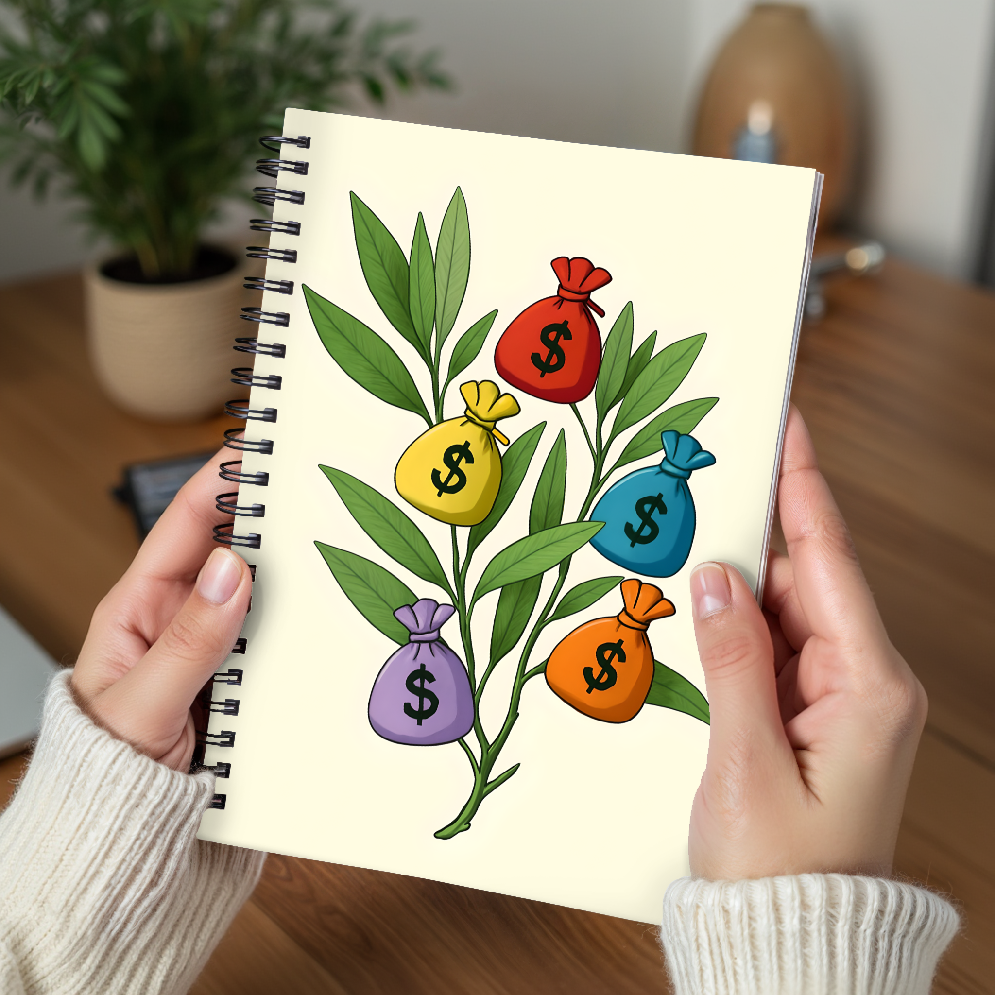 Money Bag Spiral Notebook - Perfect for Note-Taking, Journaling, School, Gift, and Organization product thumbnail image