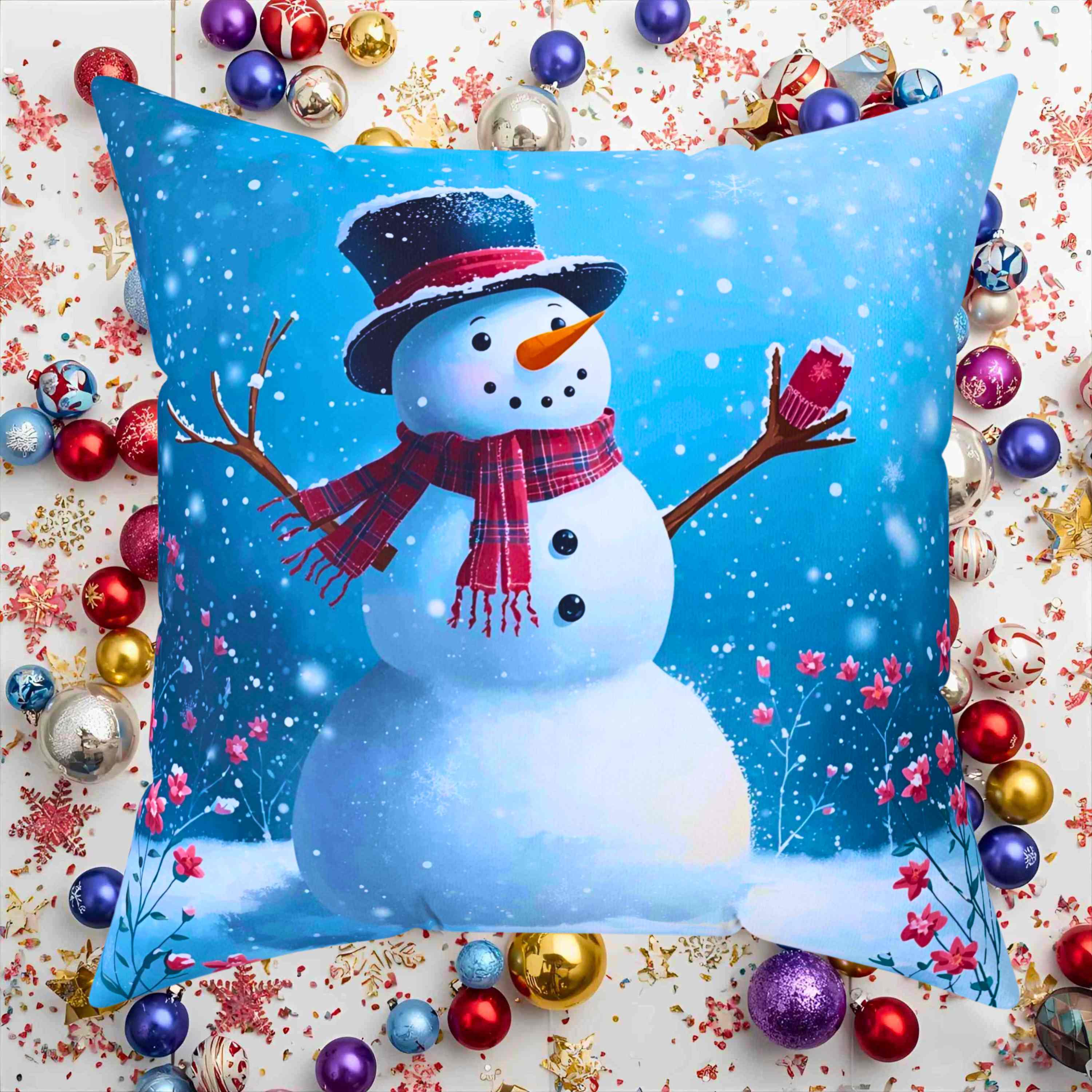 Cozy Snowman Pillow - Winter Decor, Holiday Throw Cushion, Christmas Gift, Seasonal Home Accent, Festive Pillows product thumbnail image