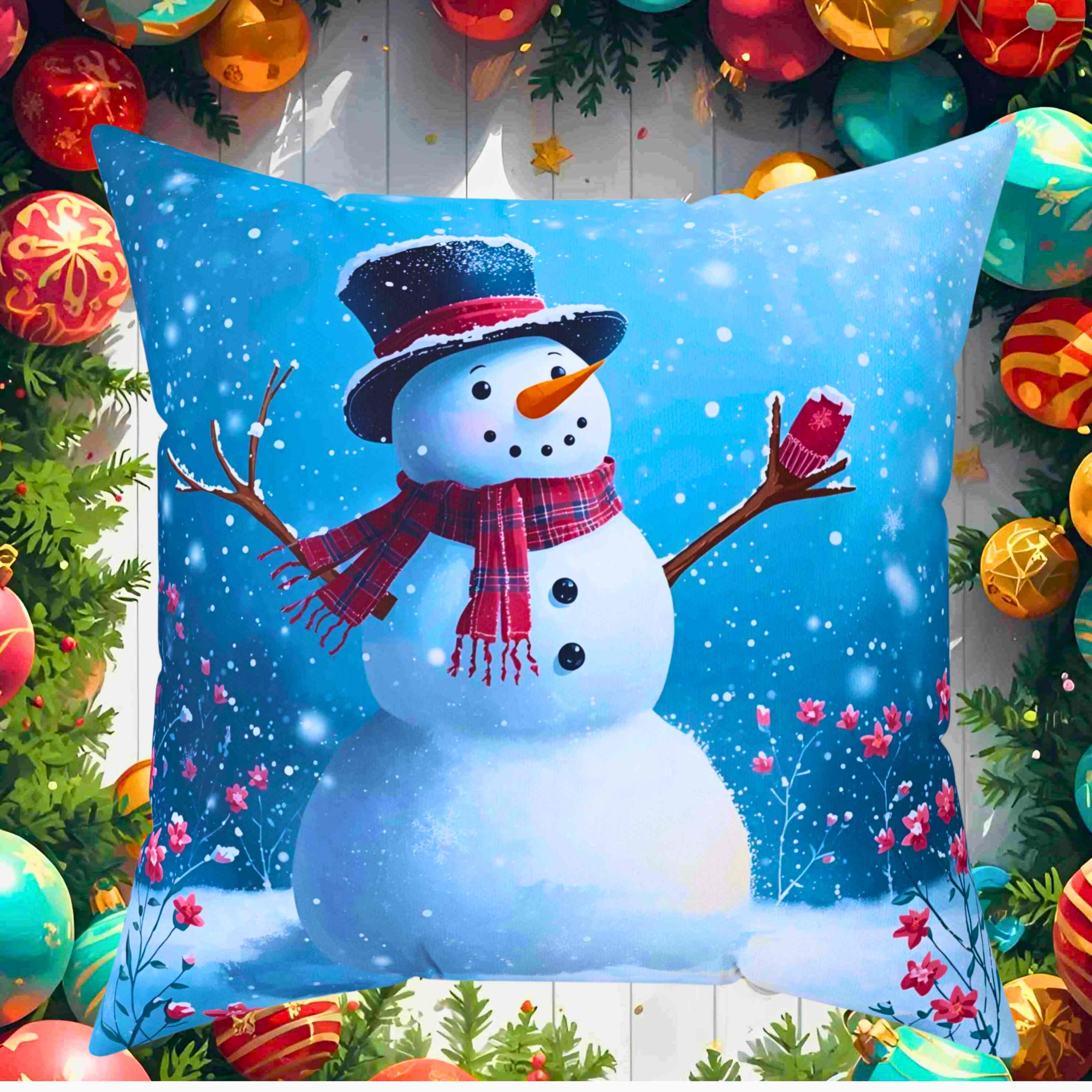 Cozy Snowman Pillow - Winter Decor, Holiday Throw Cushion, Christmas Gift, Seasonal Home Accent, Festive Pillows product thumbnail image