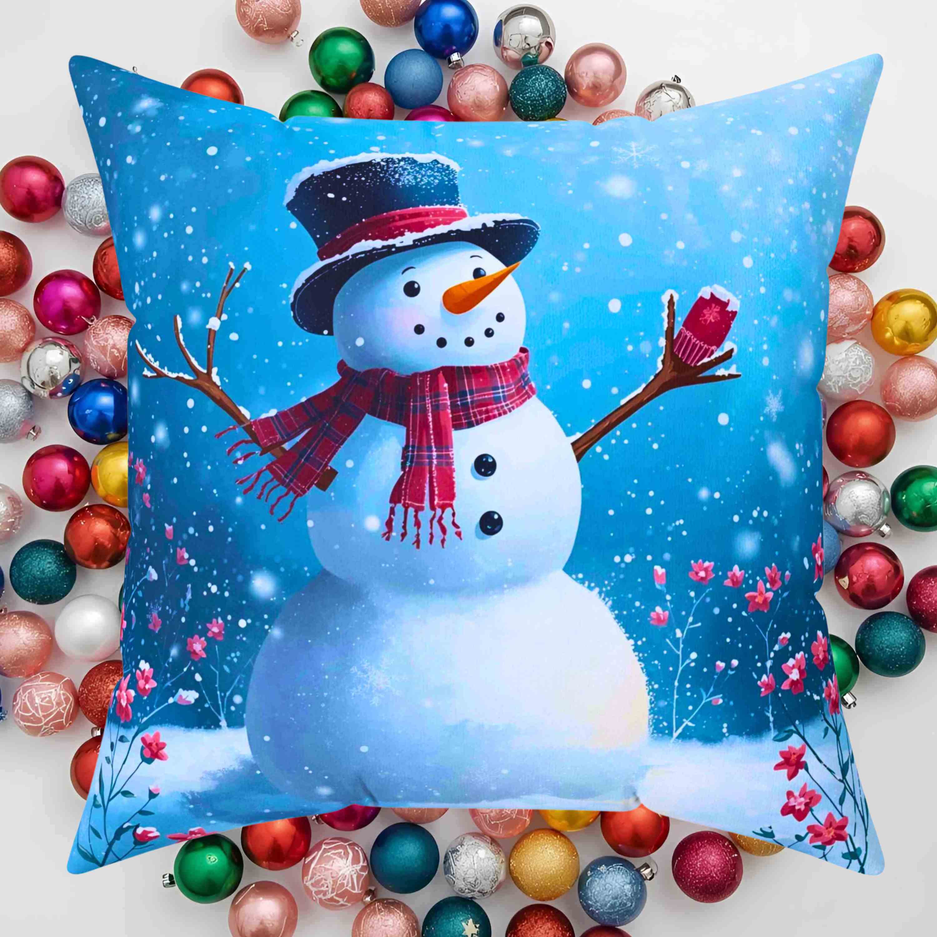 Cozy Snowman Pillow - Winter Decor, Holiday Throw Cushion, Christmas Gift, Seasonal Home Accent, Festive Pillows product thumbnail image