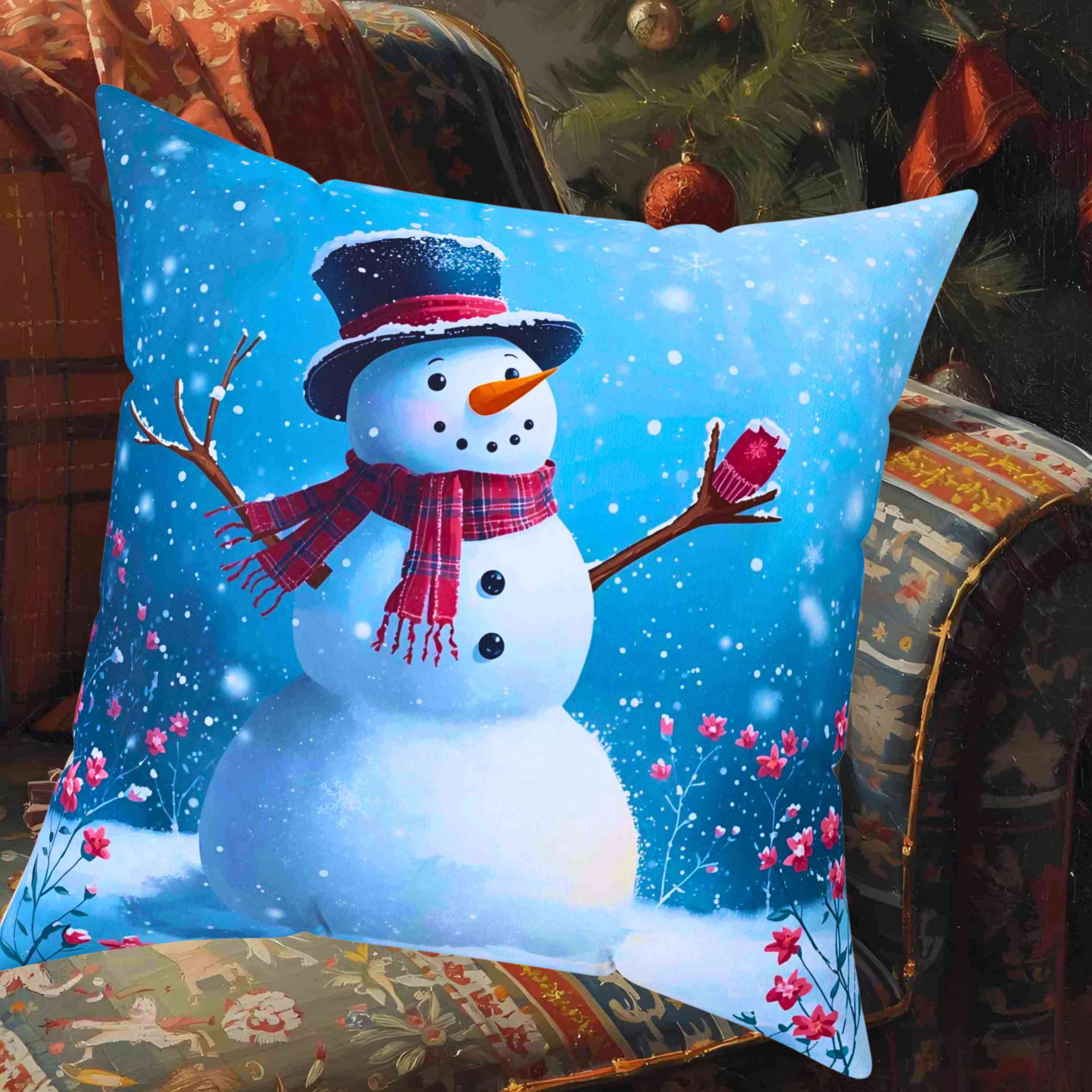 Cozy Snowman Pillow - Winter Decor, Holiday Throw Cushion, Christmas Gift, Seasonal Home Accent, Festive Pillows product thumbnail image