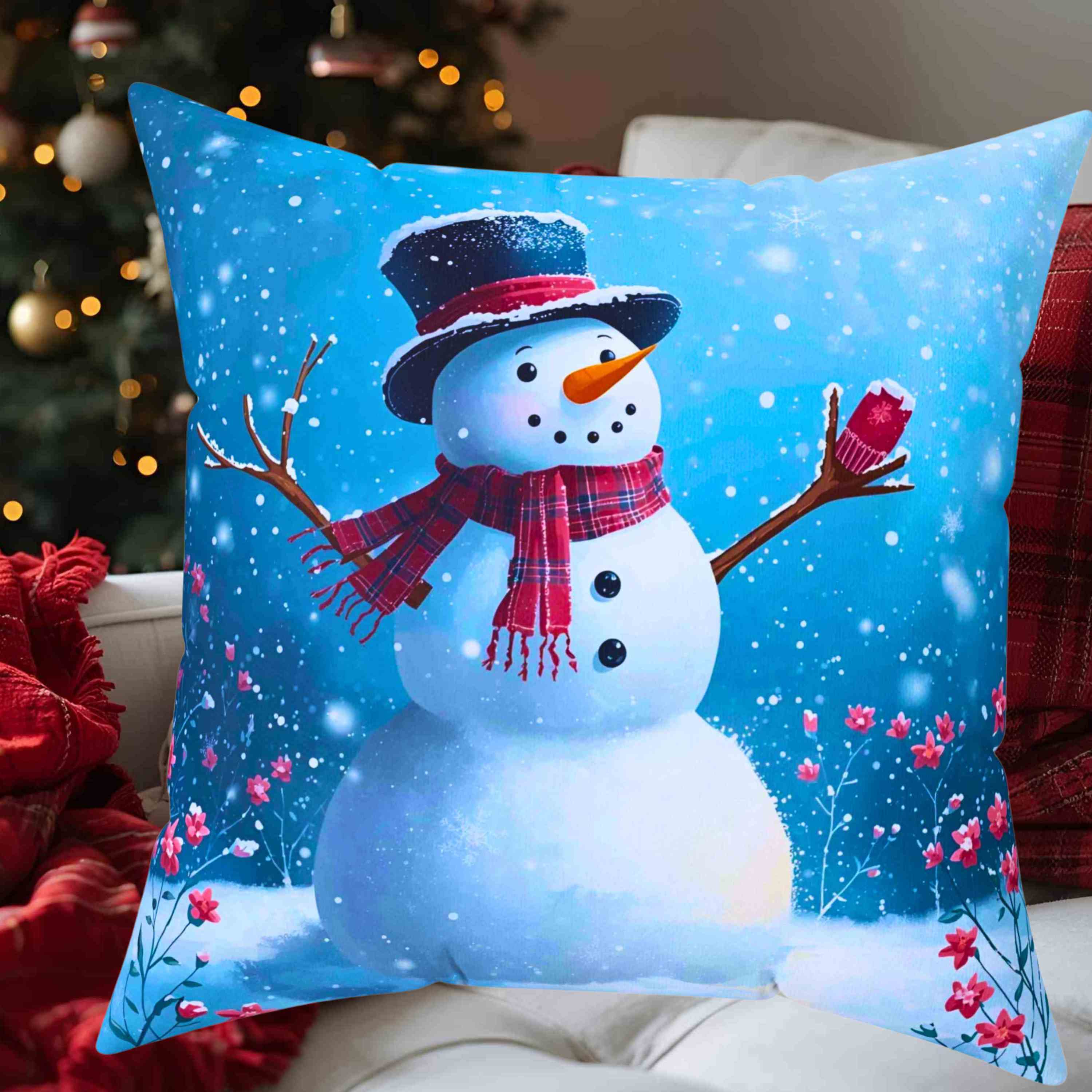 Cozy Snowman Pillow - Winter Decor, Holiday Throw Cushion, Christmas Gift, Seasonal Home Accent, Festive Pillows product thumbnail image