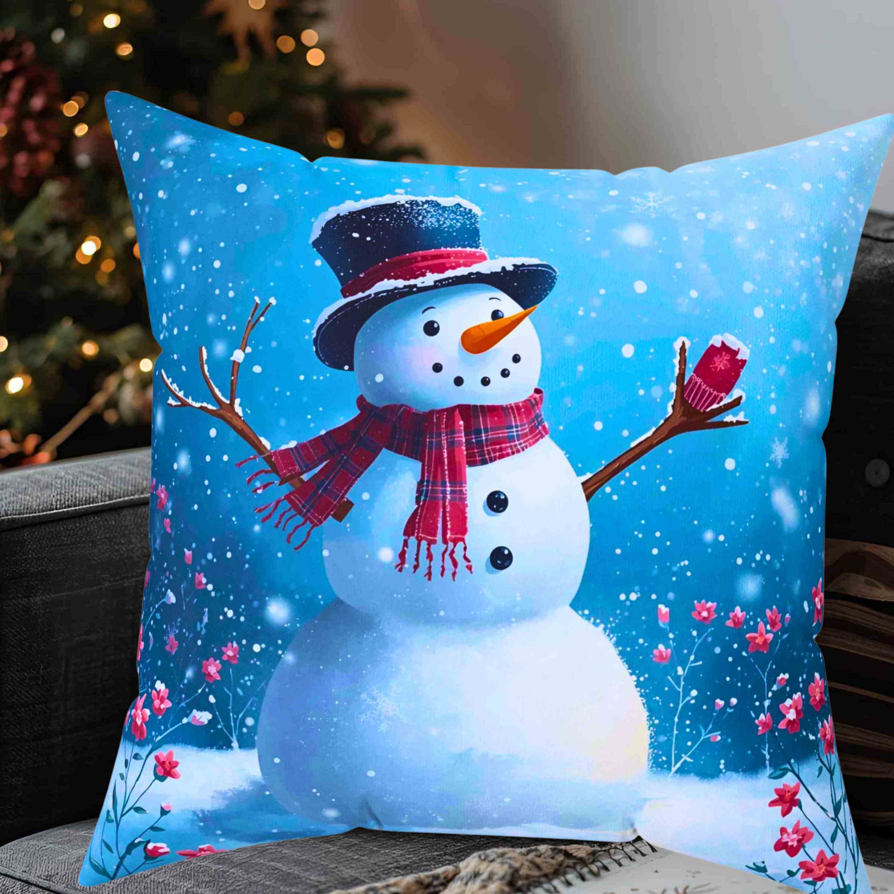 Cozy Snowman Pillow - Winter Decor, Holiday Throw Cushion, Christmas Gift, Seasonal Home Accent, Festive Pillows product thumbnail image