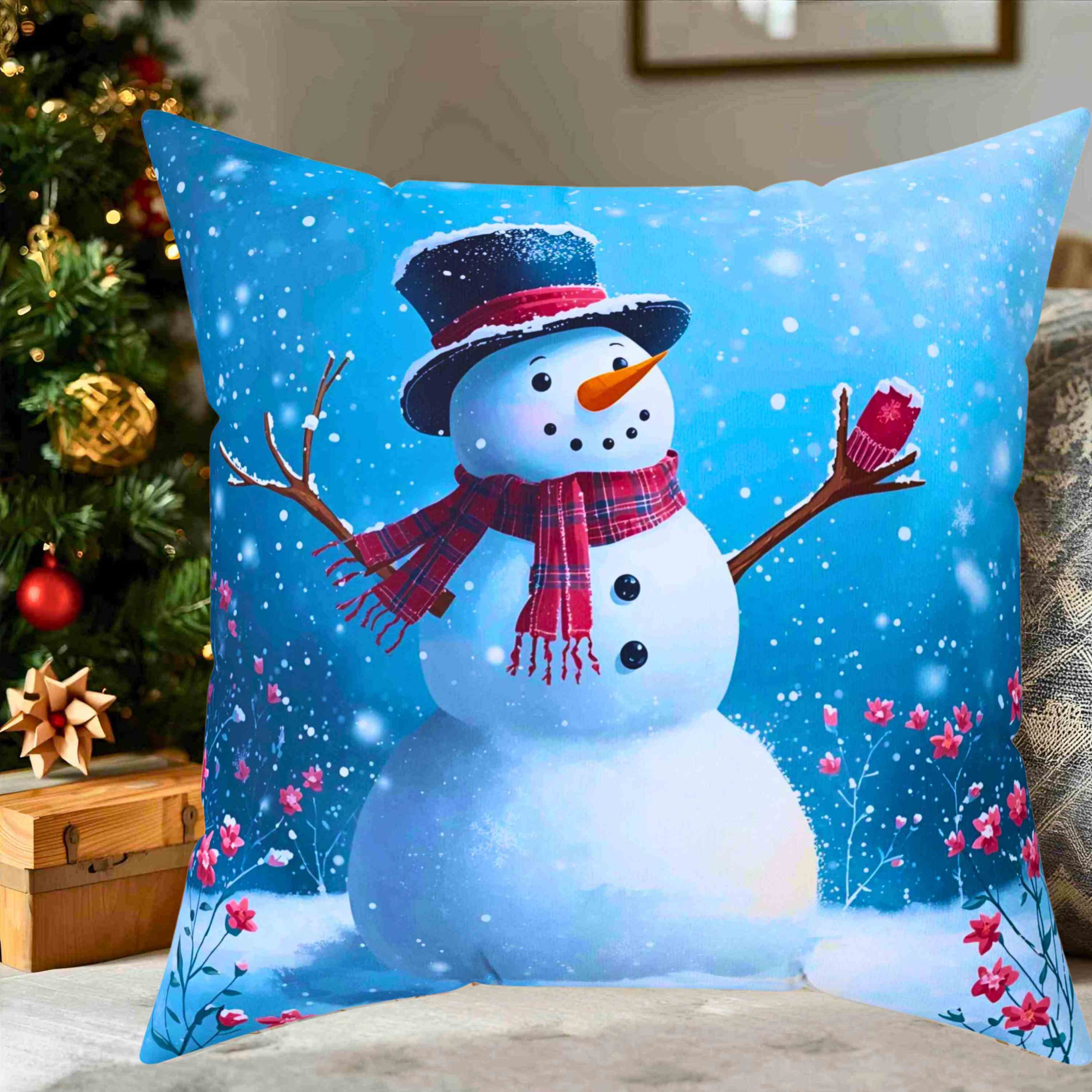Cozy Snowman Pillow - Winter Decor, Holiday Throw Cushion, Christmas Gift, Seasonal Home Accent, Festive Pillows product thumbnail image